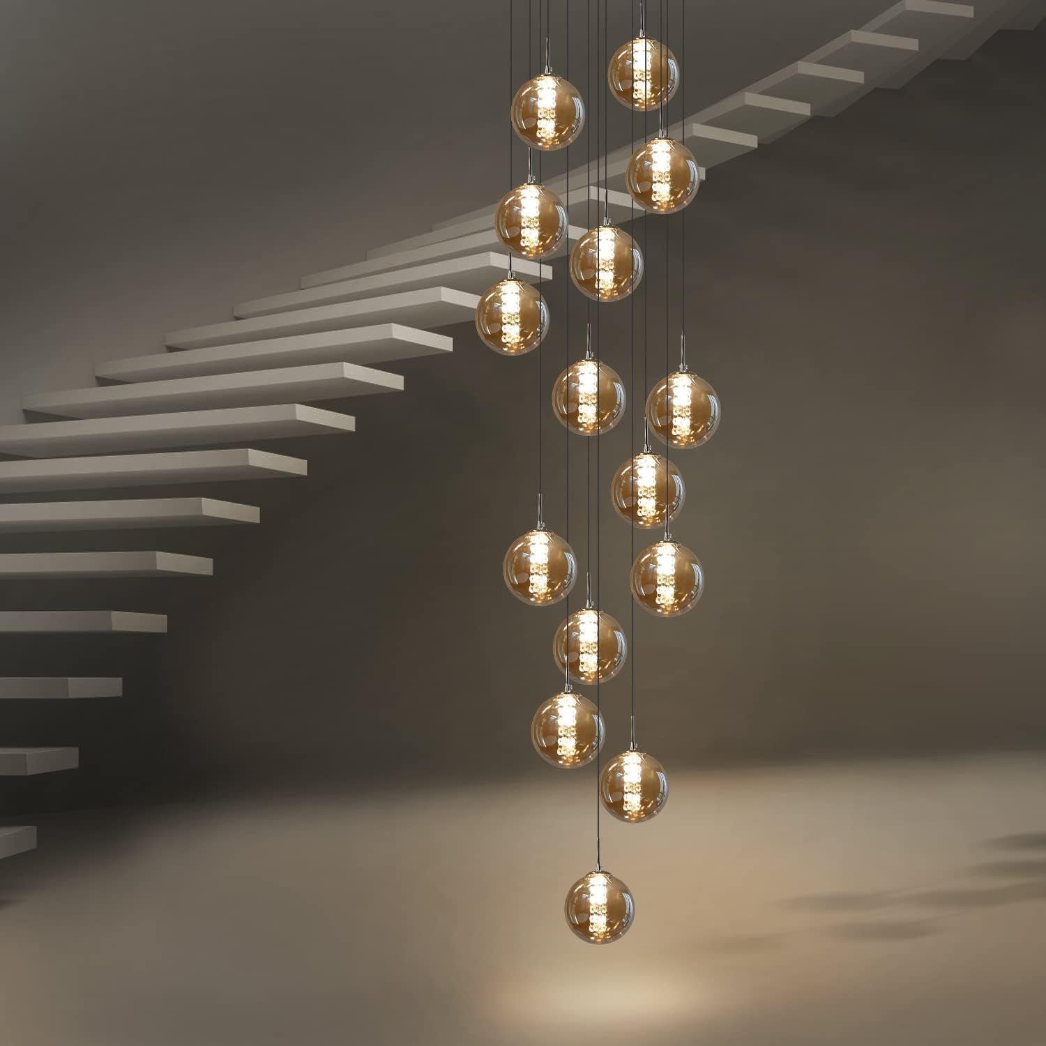 Nettlife Pendelleuchte G9 Pendelleuchte 3-flammig Bernstein/Grau Glas, Höhe günstig online kaufen