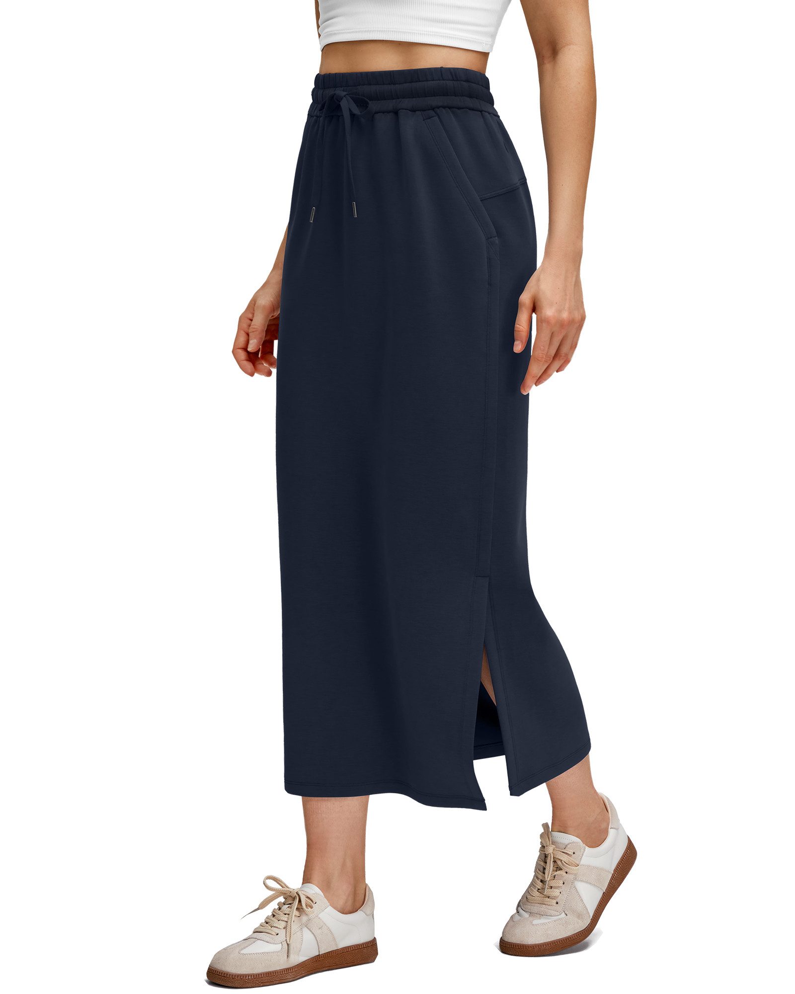 G4Free Sweatrock Damen Maxirock Weich mit Kordelzug Casual Stretch-Langrock G4Free Smoofit Maxirock für lässige lange Röcke mit Kordelzug