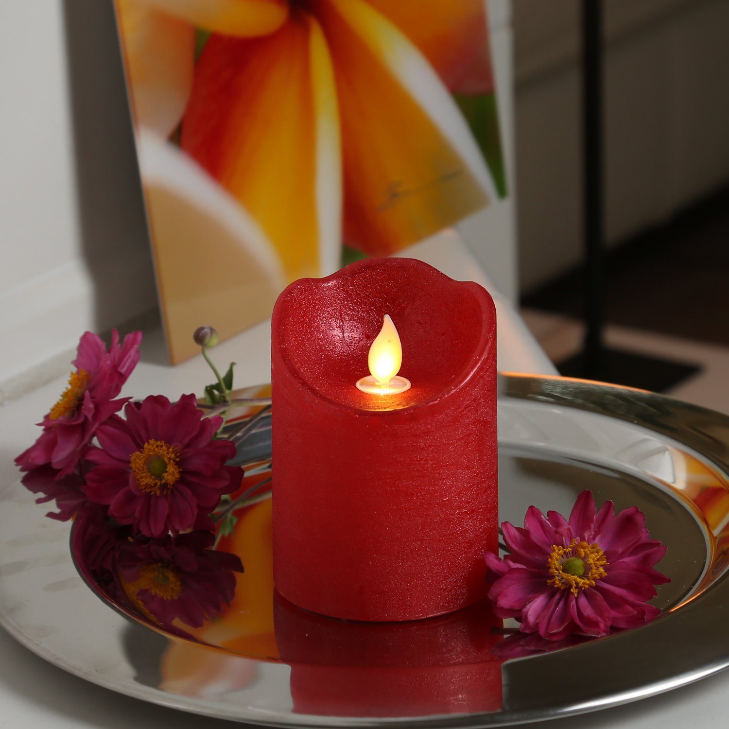 MARELIDA LED-Kerze mit beweglicher Flamme Echtwachs Rustik-Optik H ...