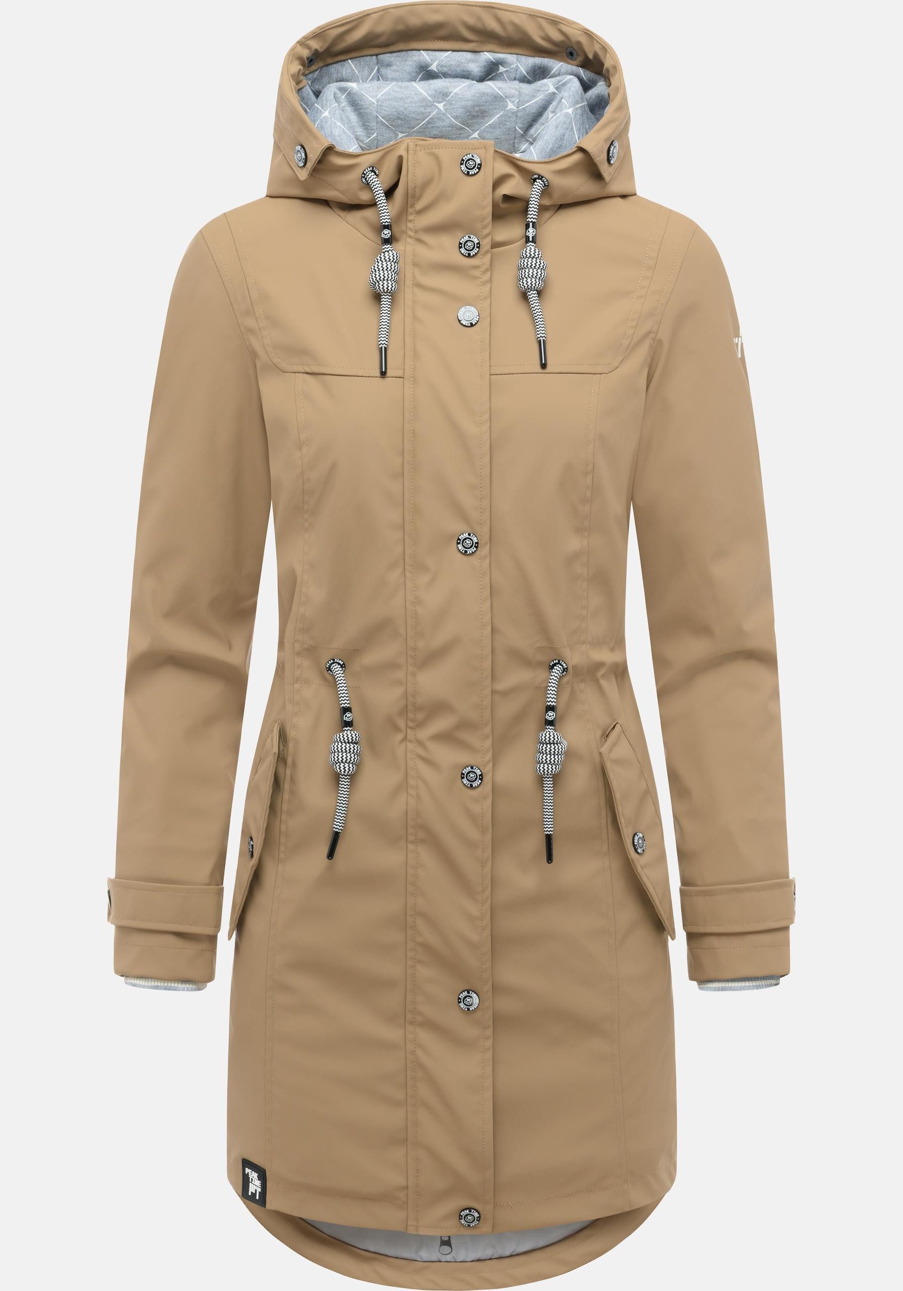 PEAK TIME Regenjacke L60042 stylisch taillierter Regenmantel für Damen