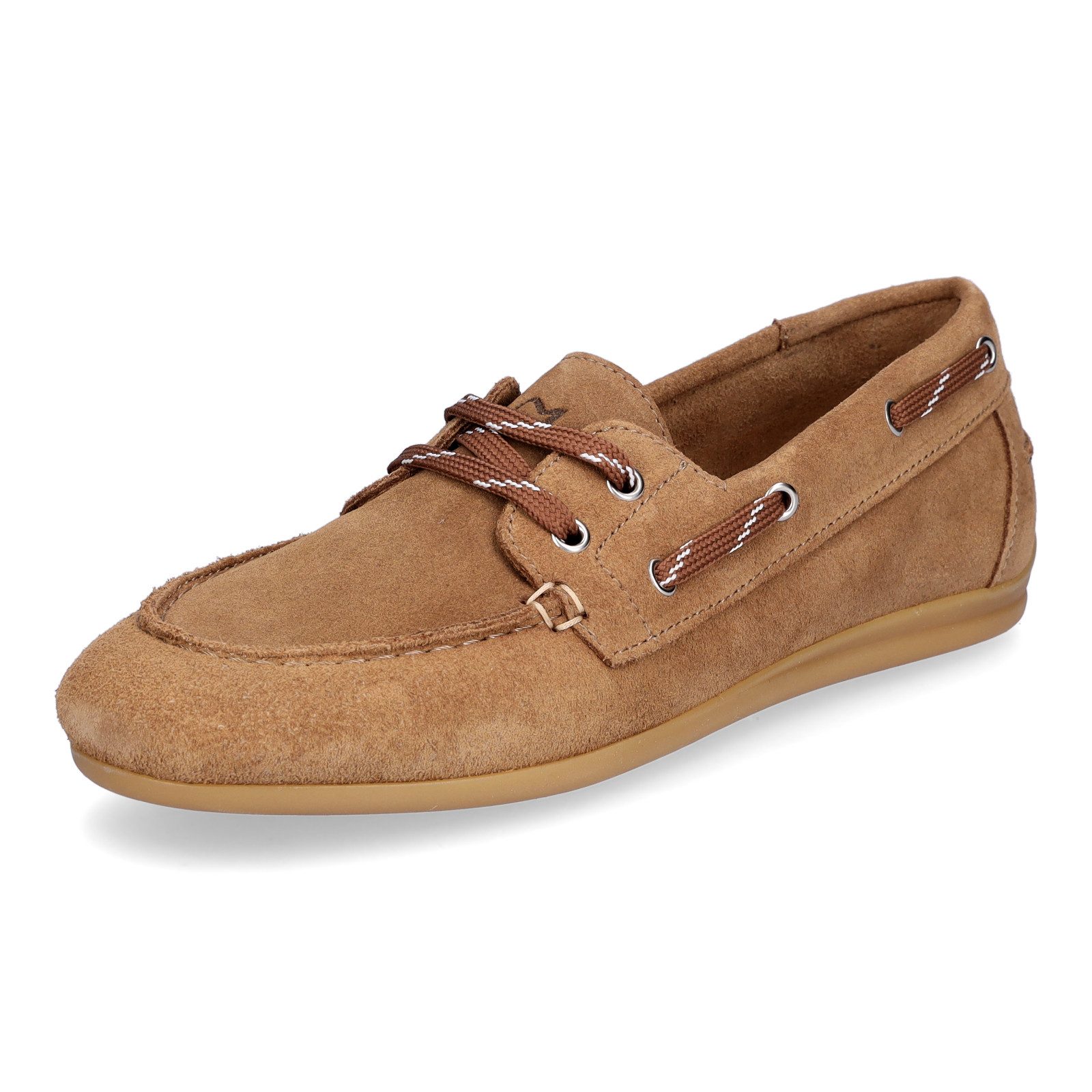 MIDS MELVA Damen Schnürschuh braun aus Velourleder, Loafer im Mokassin-Stil mit Lederfutter