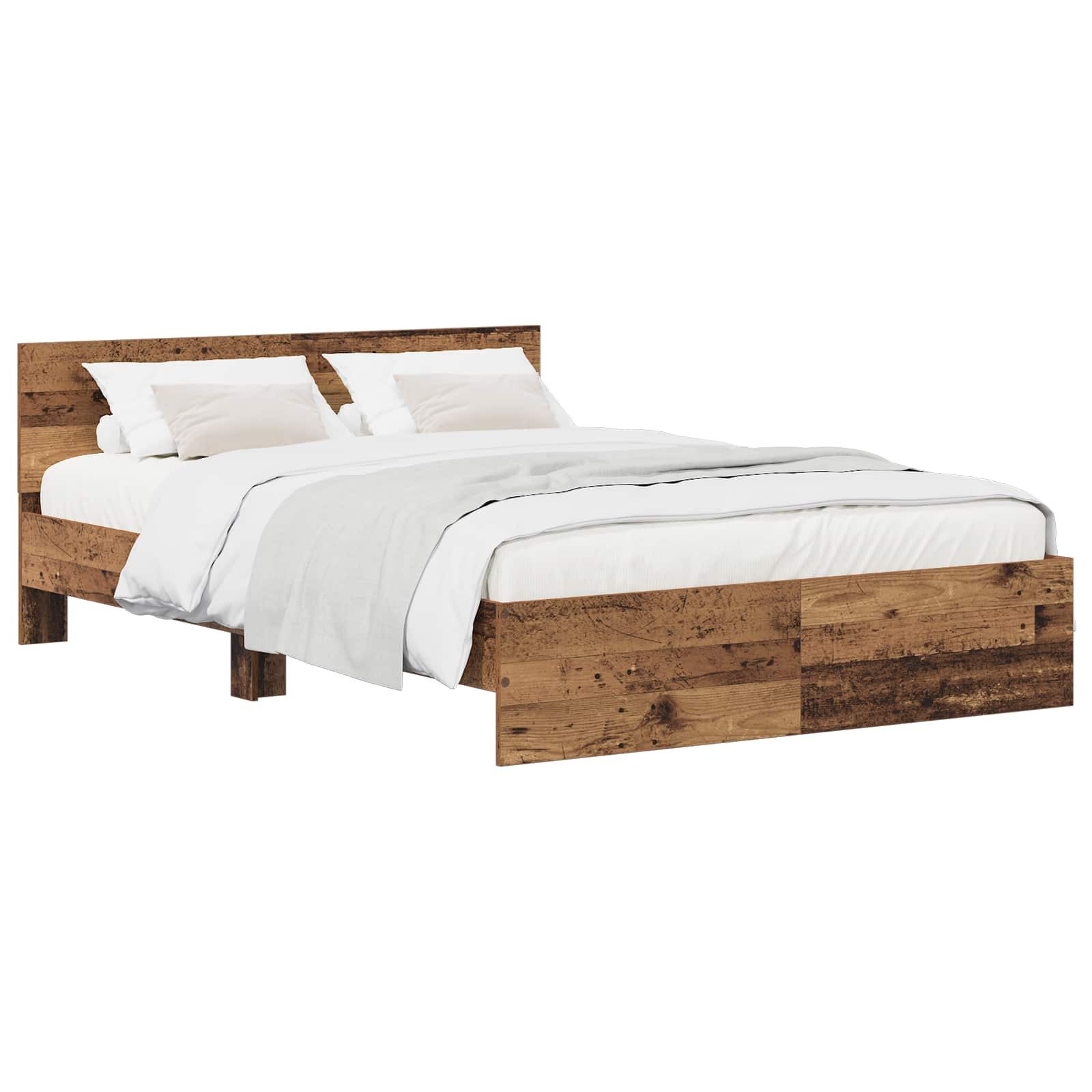vidaXL Bett Bettgestell mit Kopfteil Altholz 120 x 200 cm Holzwerkstoff (1-tlg)