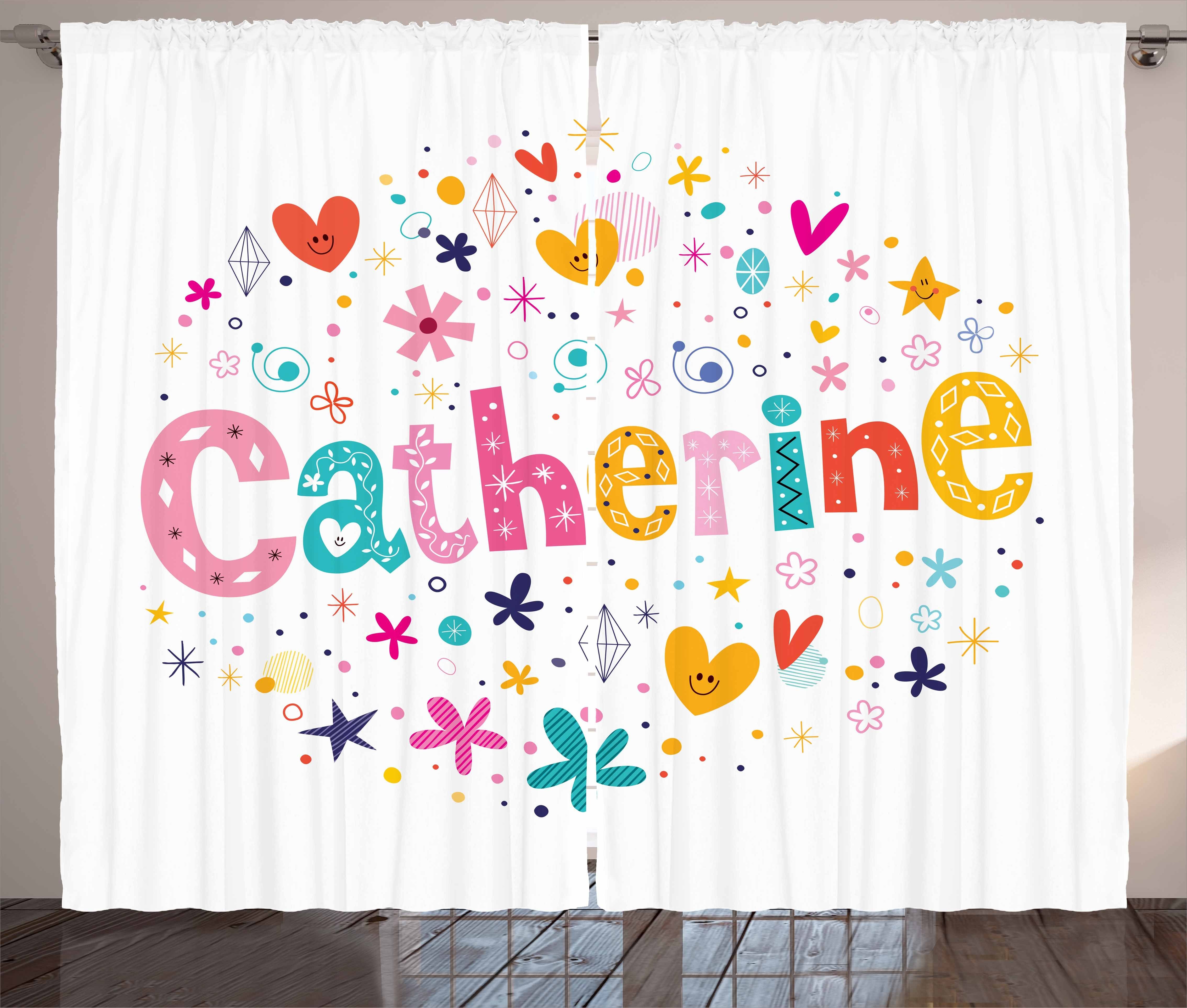 Catherine mit Kräuselband Haken, Buntes Schlaufen Schlafzimmer Alphabet Abakuhaus, Vorhang und Gardine