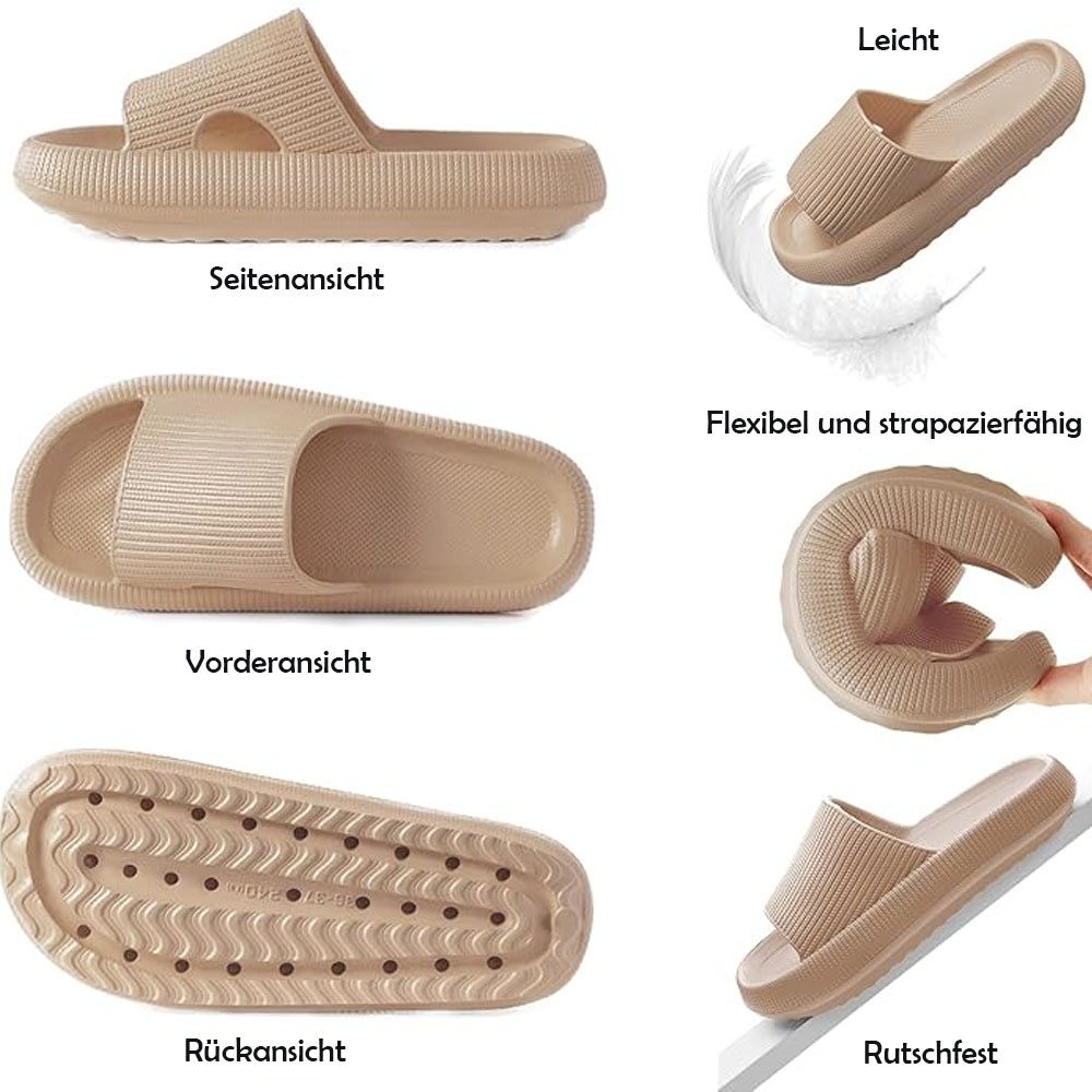HoyoLee Hausschuhe EVA Superweich Rutschfest Badeschuhe Schlappen Damen Khaki Hüttenschuhe Badeschuhe Herren Damen Slipper Schlappen Wolke rutschfeste Flip Flops