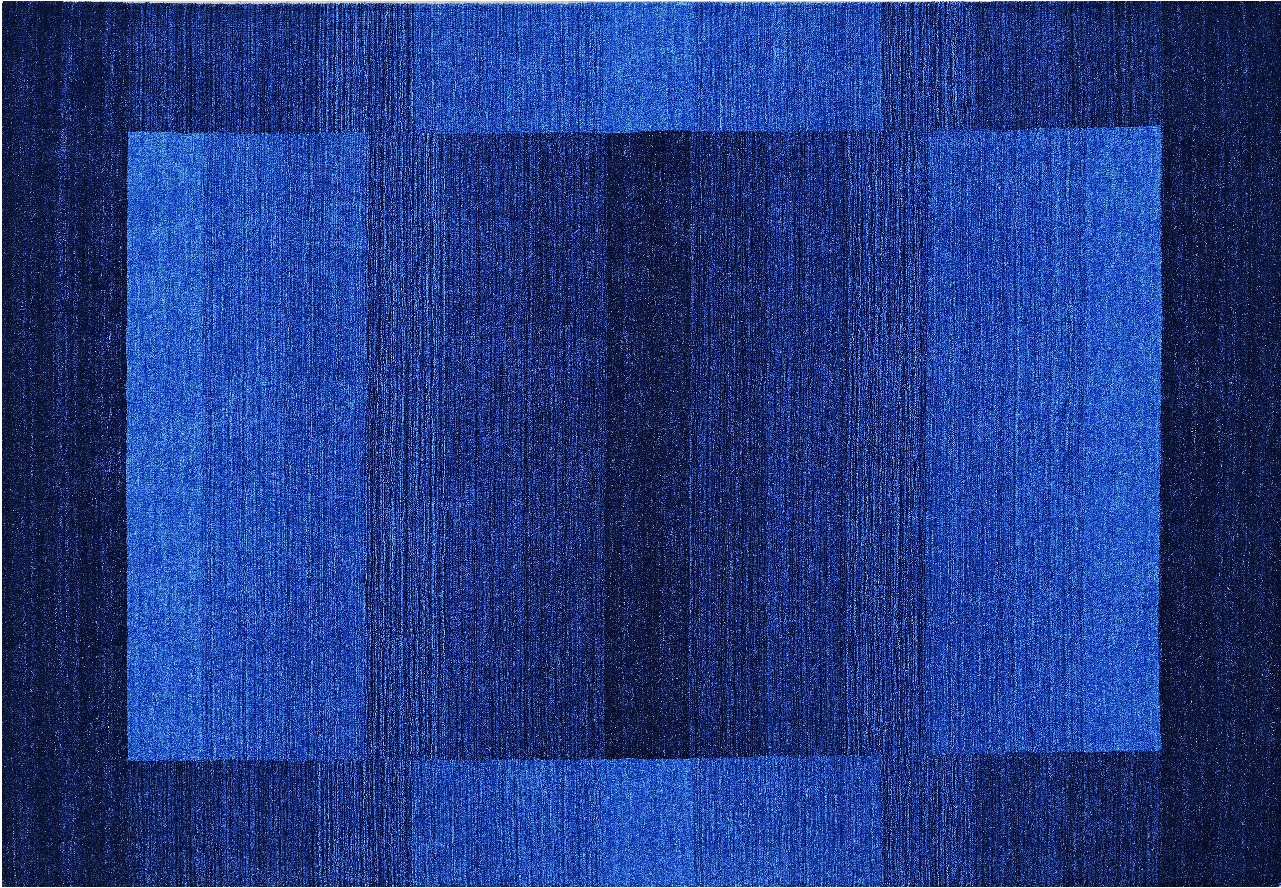 Wollteppich Gabbeh Super, THEKO, dunkelblau Bordüre, mit Wohnzimmer rechteckig, 9 mm, Schurwolle, Teppich, Höhe: Handweb reine handgewebt