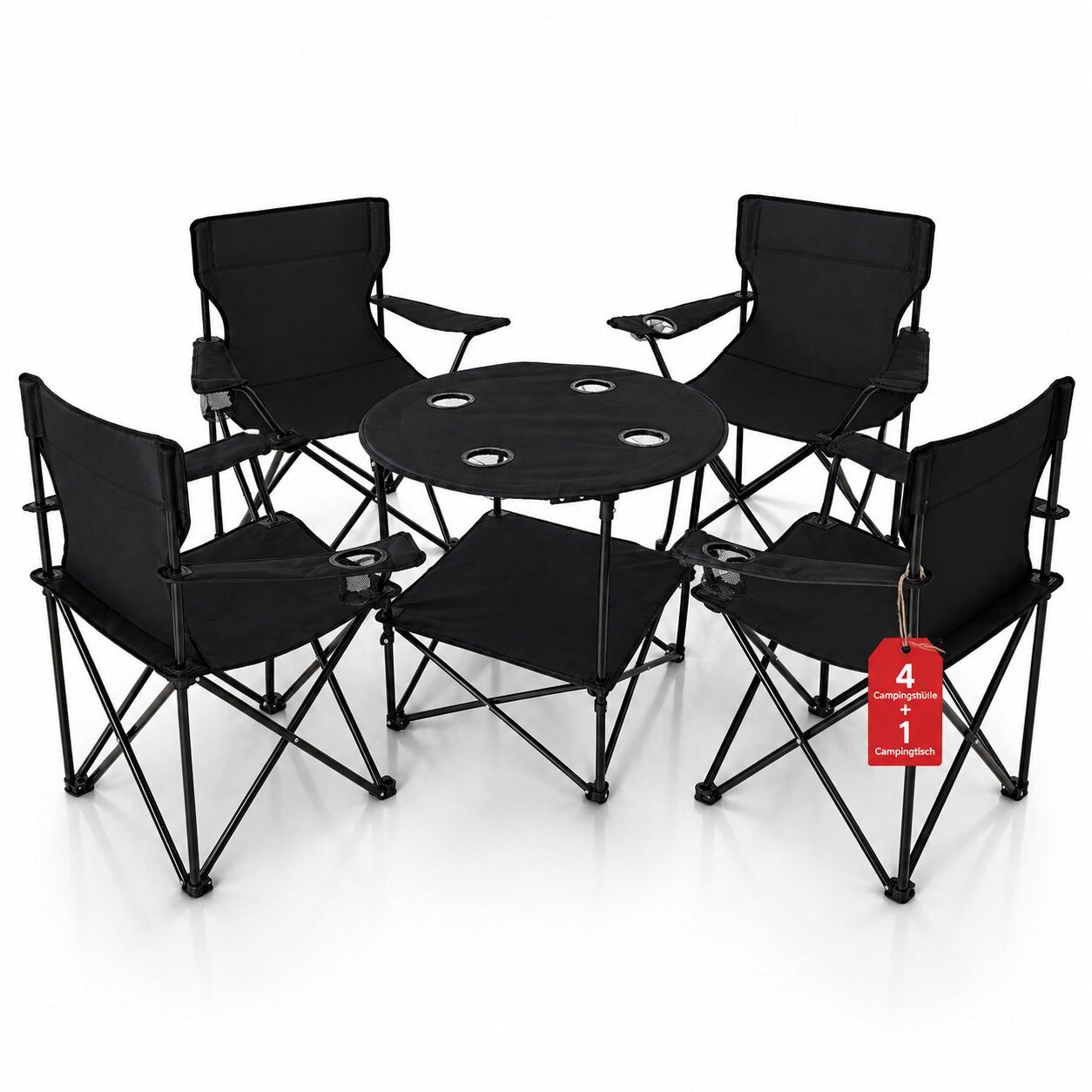 BigDean Campingstuhl Camping Set 2x Campingstühle + 1x Campingtisch (Spar-Set, 5 St), Komplettset für 2 Personen. Stabil. Belastbar. Kompakt & Klappbar