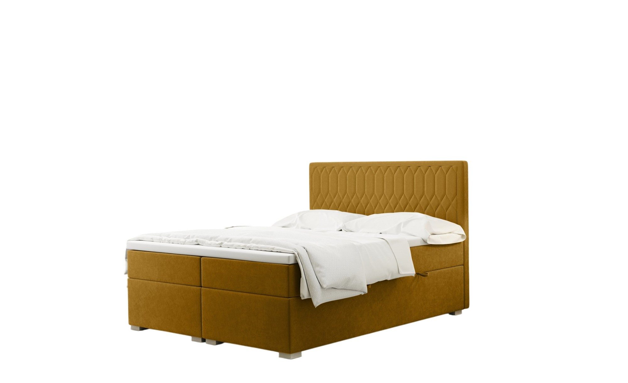 Fun Möbel Boxbett Schlafzimmerbett DUSTY Überlänge (220cm) in Stoff Riviera (Stoff Riviera, inkl. Kaltschaumtopper), inkl. Bettkasten