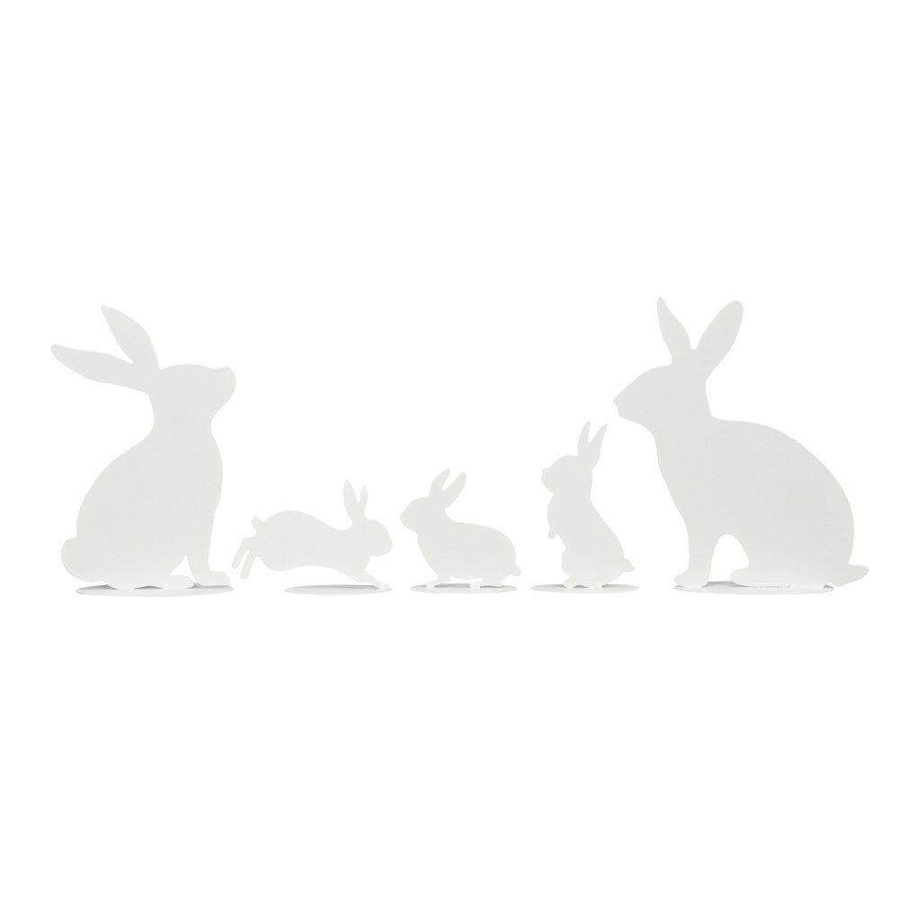 Posiwio Osterhase Dekoaufsteller HASENFAMILIE weiß aus Metall 5tlg. Hasen Metallhasen zu