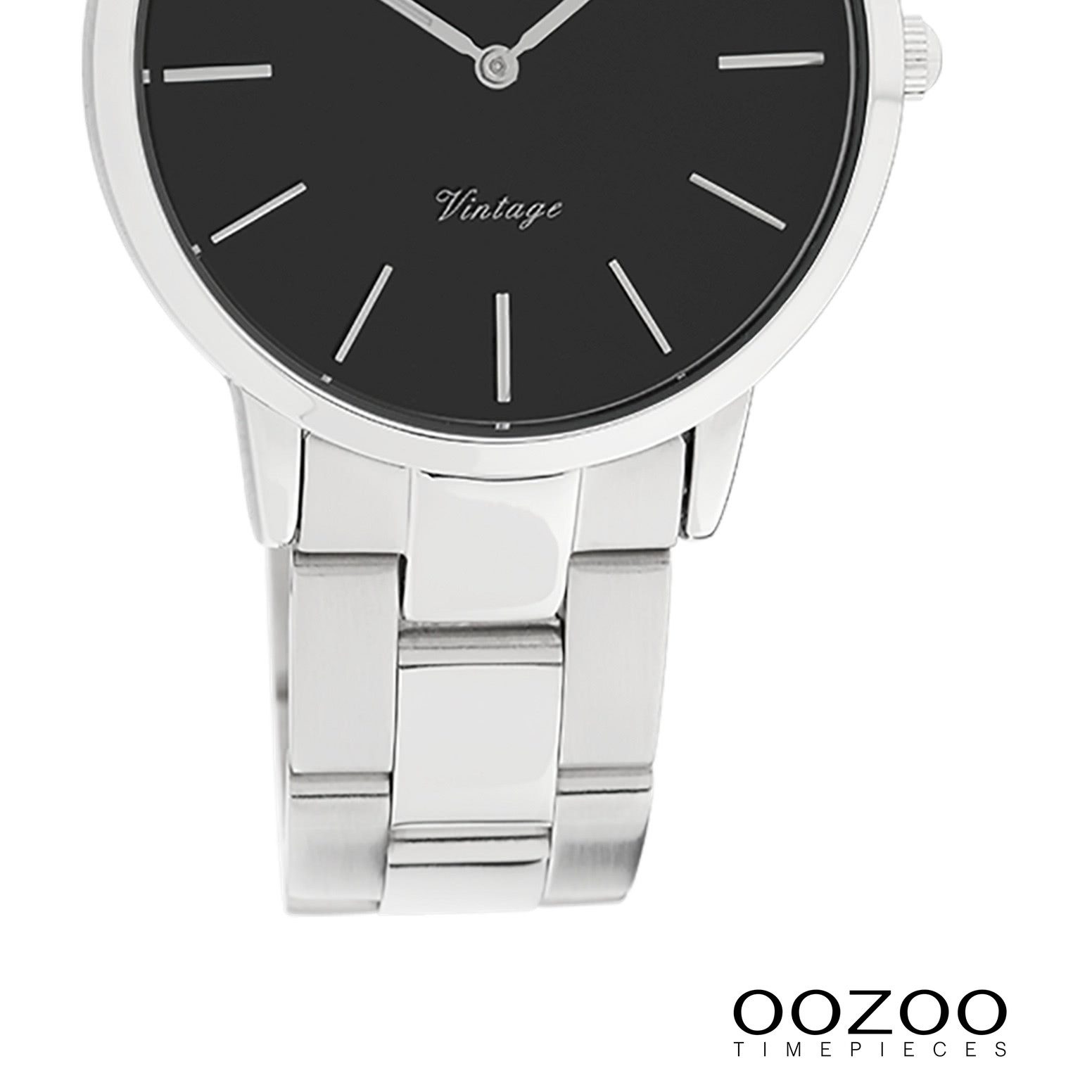 OOZOO Quarzuhr Oozoo Damen Armbanduhr Vintage Series, (Analoguhr), Damenuhr rund, mittel (ca. 34mm), Metallarmband silber, Fashion