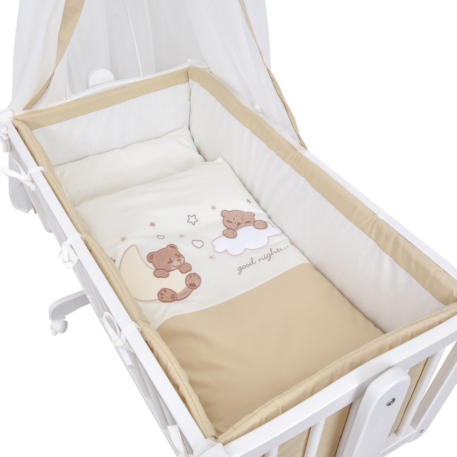 Baby-Delux Stubenbett Babywiege Komplettset, Schaukelwiege Weiß günstig online kaufen