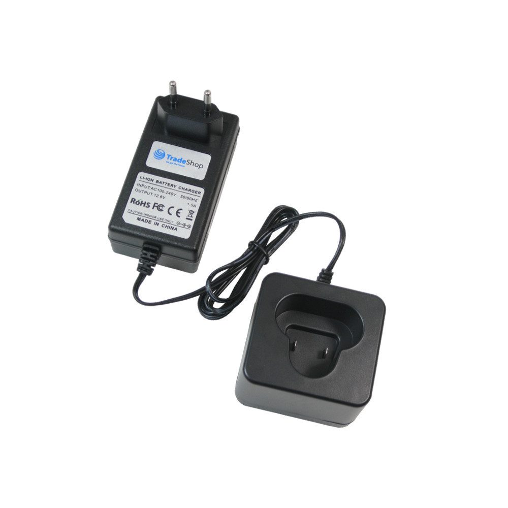 Trade-Shop Ladegerät 12,6V passend für Makita MR051 MR051W MU01 BL1014 BL1013 Netzteil (Geeignet für Li-Ion Akkus mit 10,8V / LED-Anzeige für den Ladezustand)