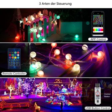 AKKEE LED-Lichterkette Lichterkette Außen,5M 40LED IP65 Wasserdichte Lichterkette Bunt, Timer Fernbedienung APP Gesteuert USB Lichterkette für Garten indoor