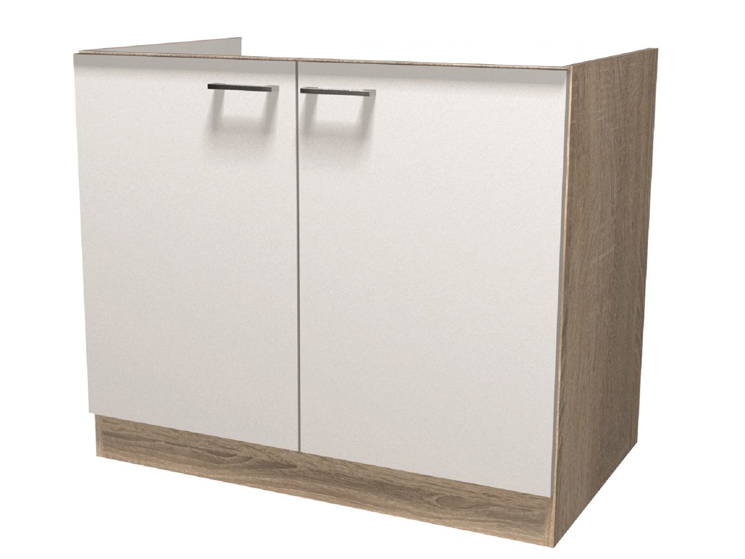 Flex-Well Spülenunterschrank Spülenunterschrank 100 cm ohne AP - Weiß Sonoma Eiche – Salerno