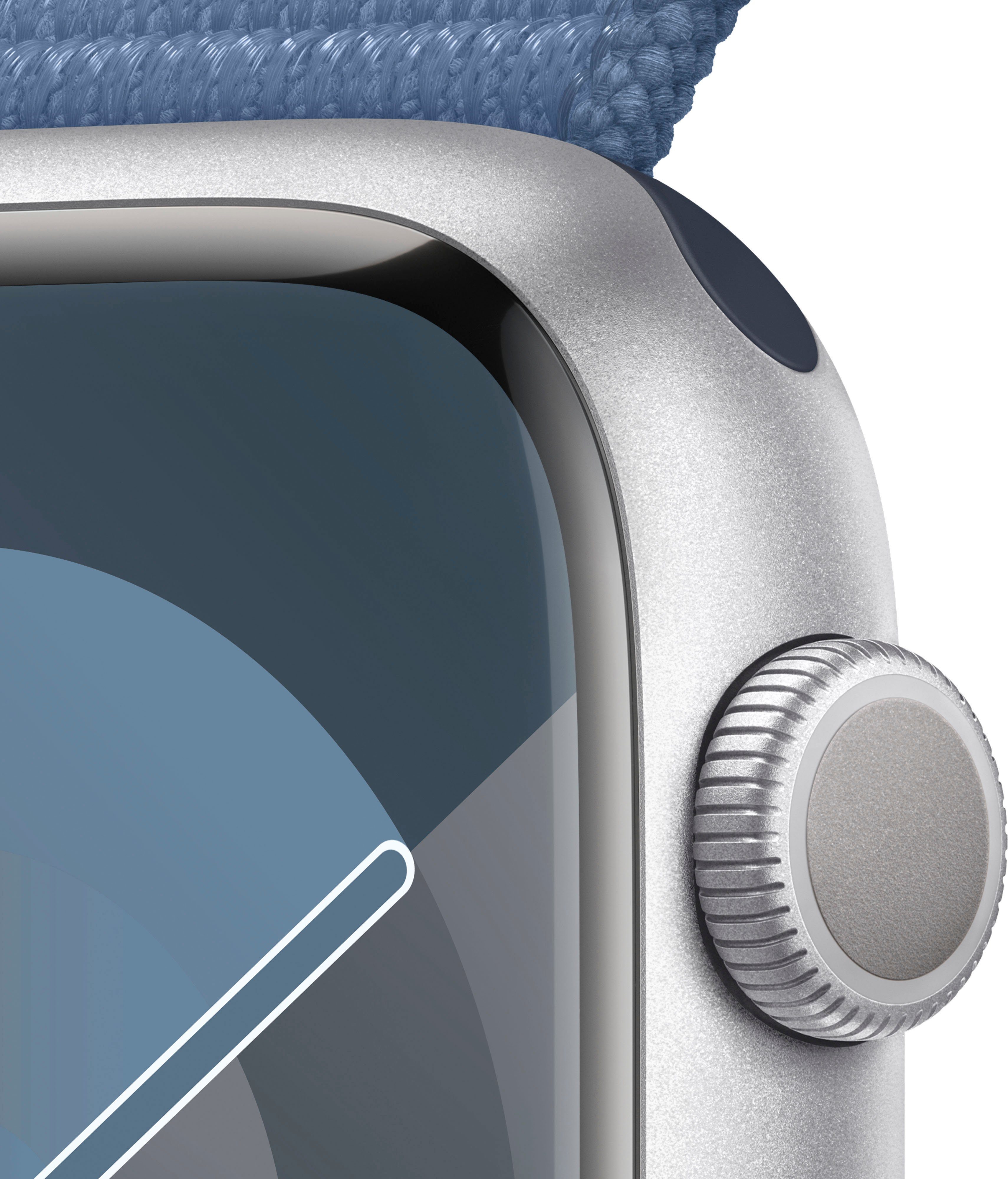 Apple Watch Series Zoll, 45mm cm/1,77 OS Blau | Loop Winter 9 Sport (4,5 Silber Watch 10), GPS Smartwatch Aluminium