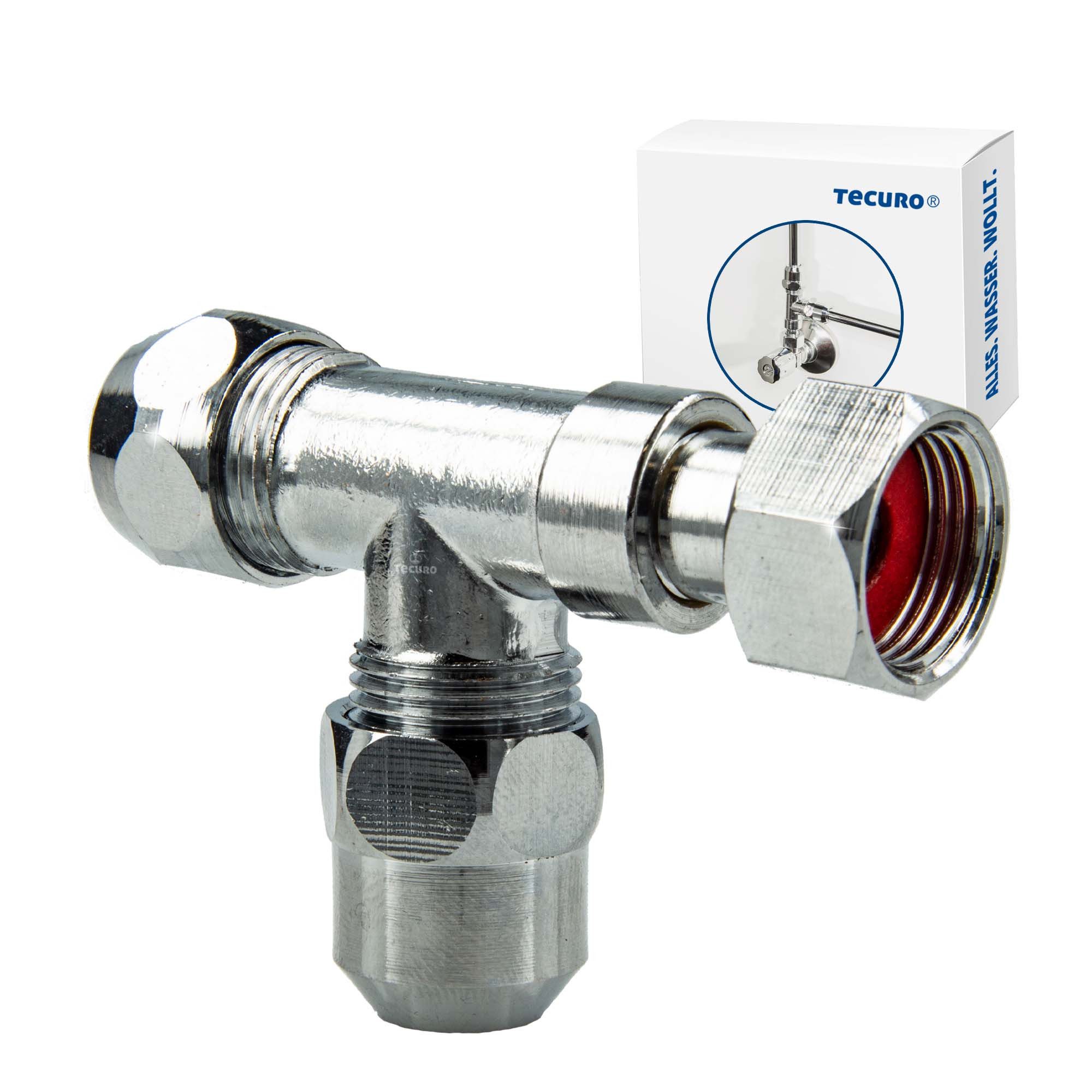 tecuro Gewindefitting T-Stück 3/8 Zoll / Ø 10 mm Abzweigverteiler für Eckventile