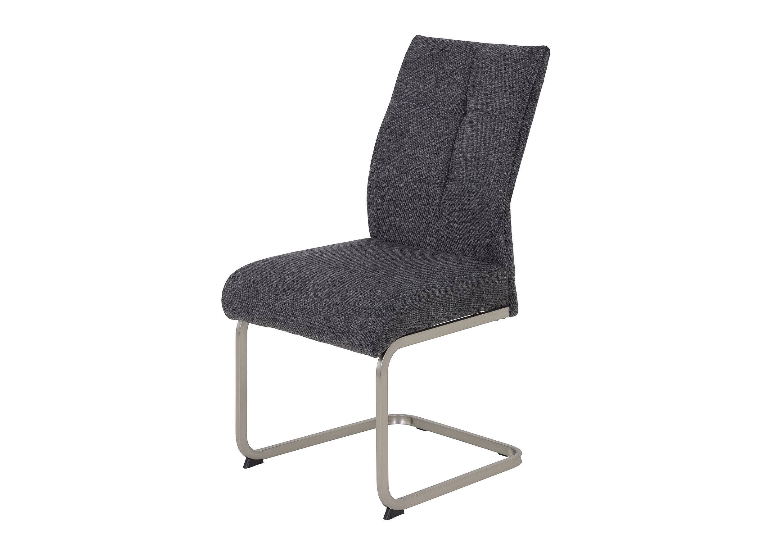 Die Möbelfundgrube® Freischwinger mit Taschenfederkern, Anthrazit, Esszimmerstuhl, »Ines«, Webstoff · Metallgriff Rückenlehne · Metallgestell Edelstahl gebürstet