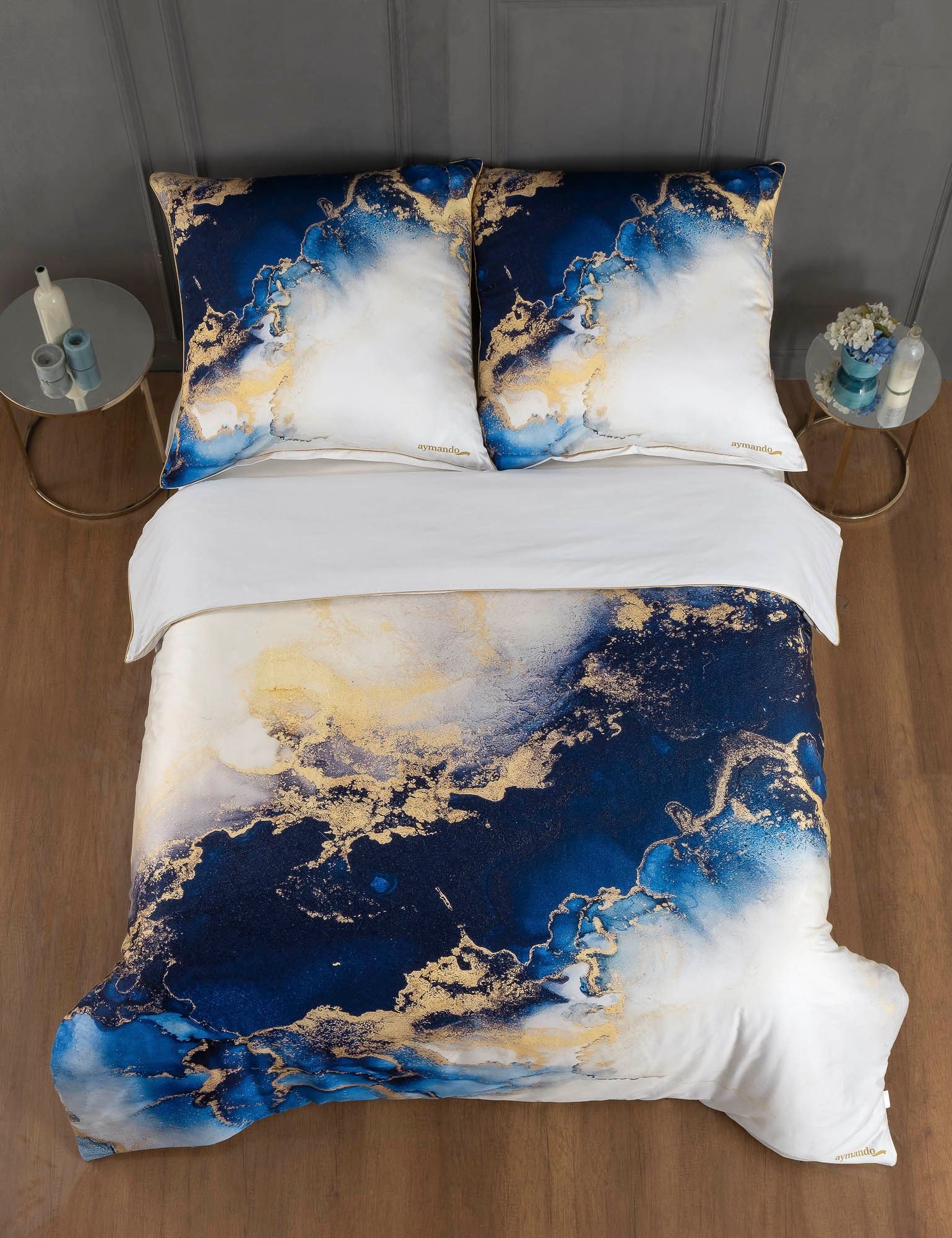 Aymando Bettwäsche Marble Blue, 100% Baumwolle günstig online kaufen