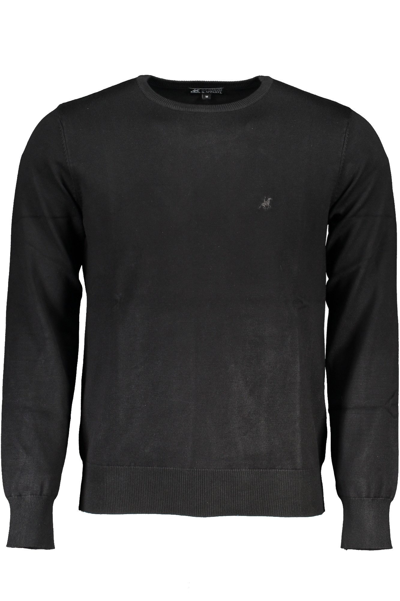 U.S. GRAND POLO Strickpullover Schwarzes Oversize-Herren-Shirt mit Stickerei & Rundhalsausschnitt