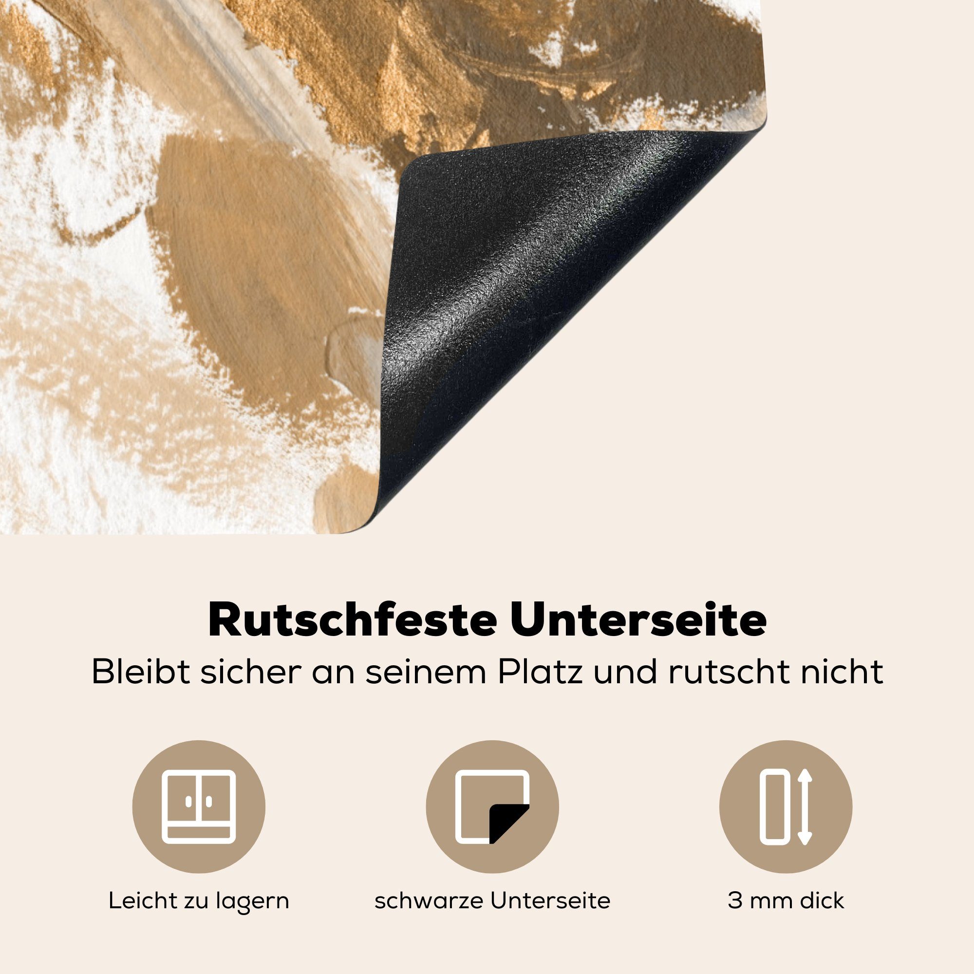 MuchoWow Induktionskochfeld für Grau, die cm, 71x52 - Farbe Vinyl, Ceranfeldabdeckung (1 Schutz Braun - küche, tlg), Herdblende-/Abdeckplatte