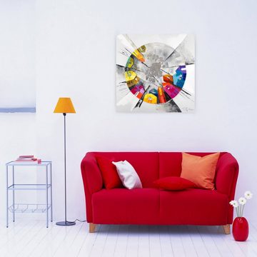 KUNSTLOFT Gemälde Kunterbuntes Großstadtflair 80x80 cm, Leinwandbild 100% HANDGEMALT Wandbild Wohnzimmer