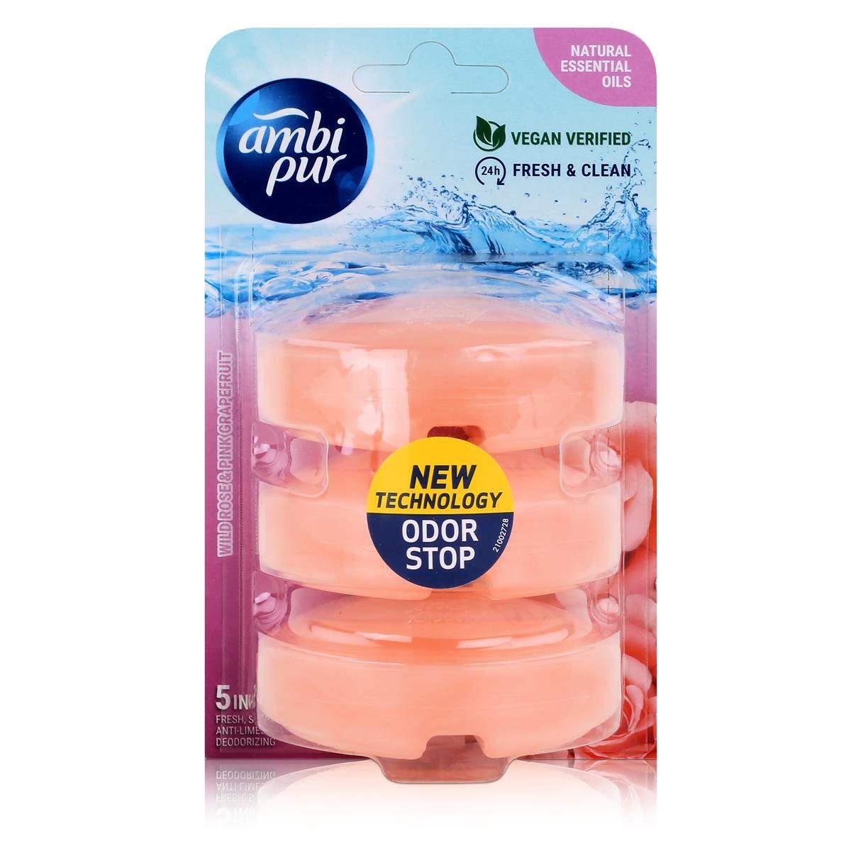 WC-Duftspüler Ambi Pur WC-Frische Wild Rose & Pink Grapefruit Nachfüller 3x55ml (1er