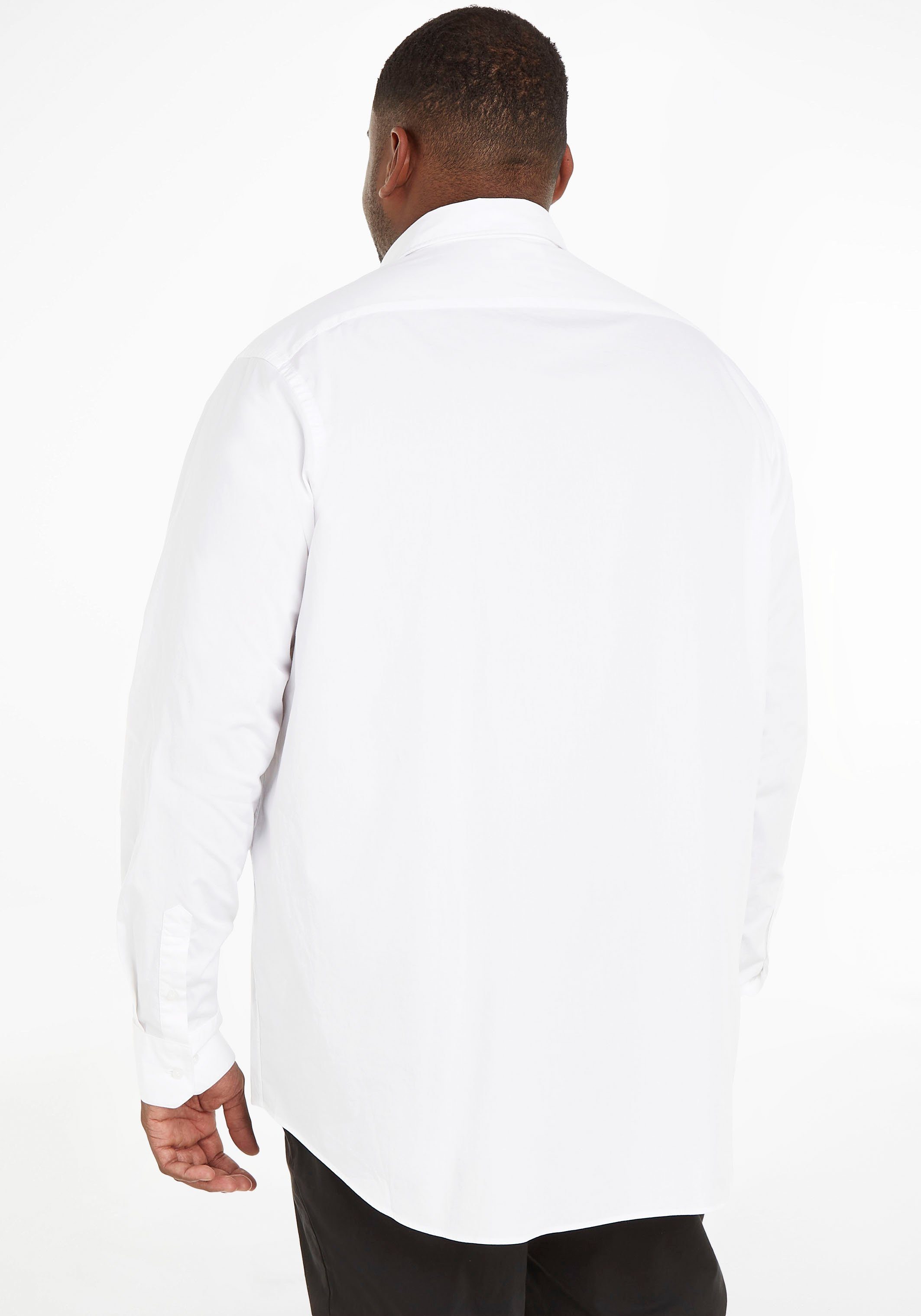 Calvin Klein Big&Tall Langarmhemd BT_STRETCH POPLIN SLIM SHIRT mit  durchgehender Knopfleiste, Mit Calvin Klein Markenlogo auf der Brust