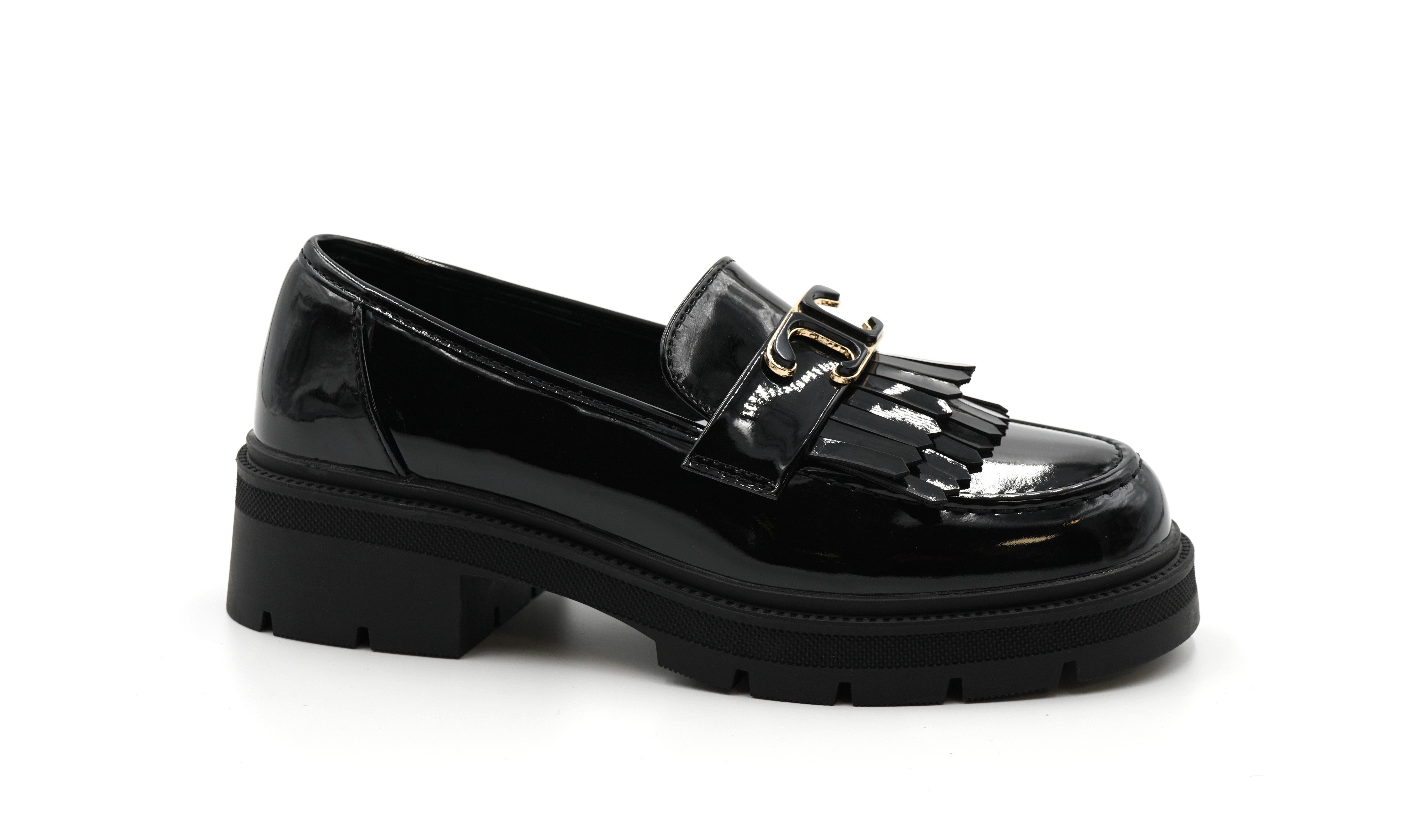 Sonderpostendiscount Damenschuhe Modell XJ-1003 Black Lack Loafer