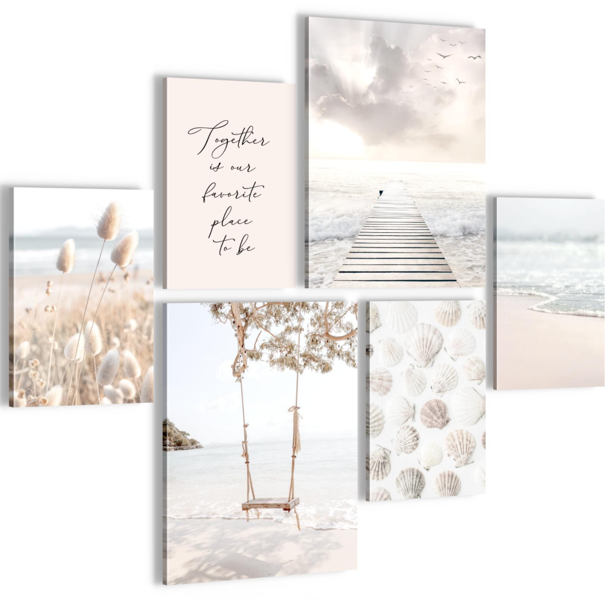 Novart Wandbild Natur Landschaft Beige KEIN EXTRA RAHMEN BENÖTIGT Modern Deko Bilder, Relax