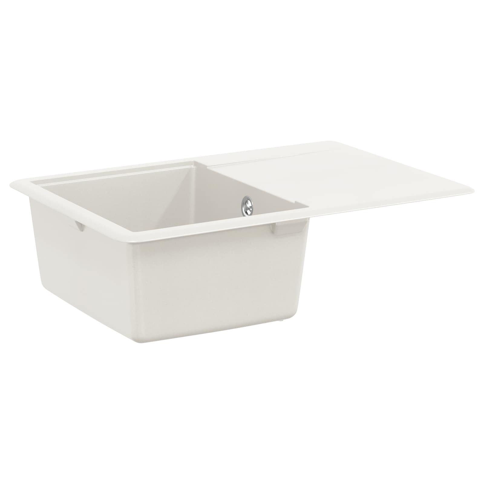 vidaXL Granitspüle Waschbecken Weiß 670 x 460 mm 80% Quarz und 20% Harz, Rechtwinklig, 5/670 cm, (1 St)