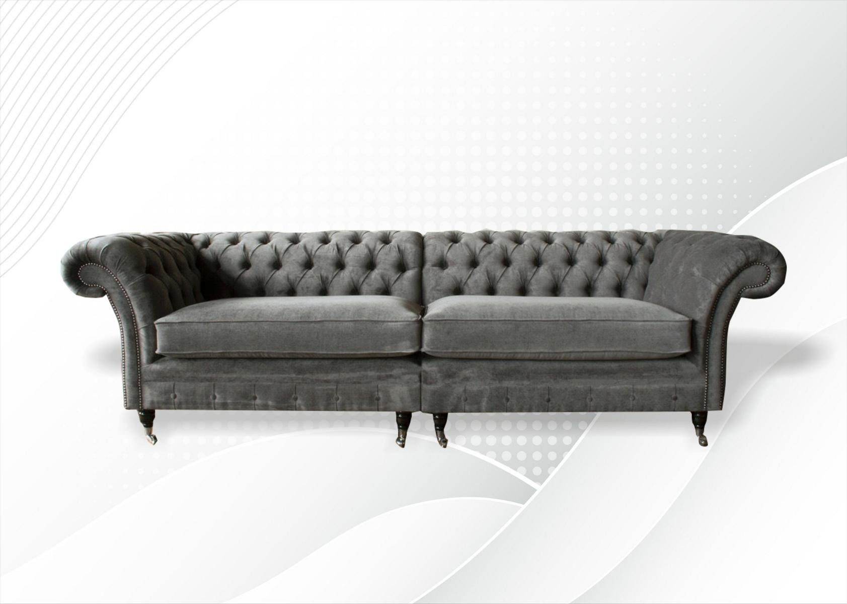 [100% Qualitätsgarantie] JVmoebel Sofa xxl Sofa Made Europe Chesterfield Sitzer Polster Sitz Garnitur in Graue, 4 Couch