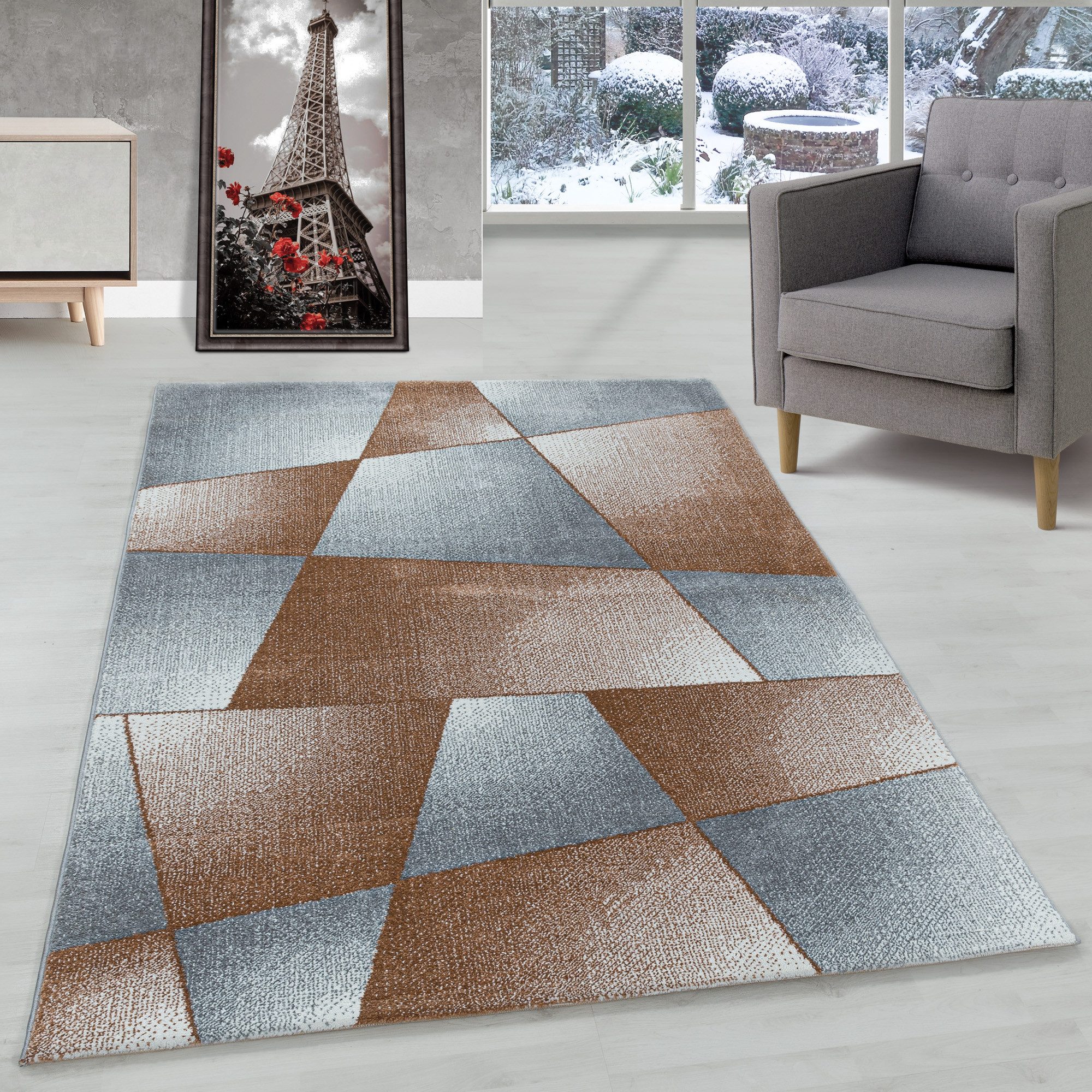 Carpettex Frisé-Teppich Abstrakt Design, Rechteckig, Höhe: günstig online kaufen