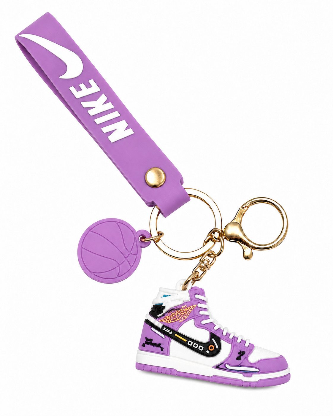 soma Schlüsselanhänger Sneaker-Rucksackanhänger Bag 6cm Basketball & Karabiner lila (Set, 1-tlg., Geschenk-Set), Sportlicher Sneaker-Anhänger mit Basketball und Karabiner