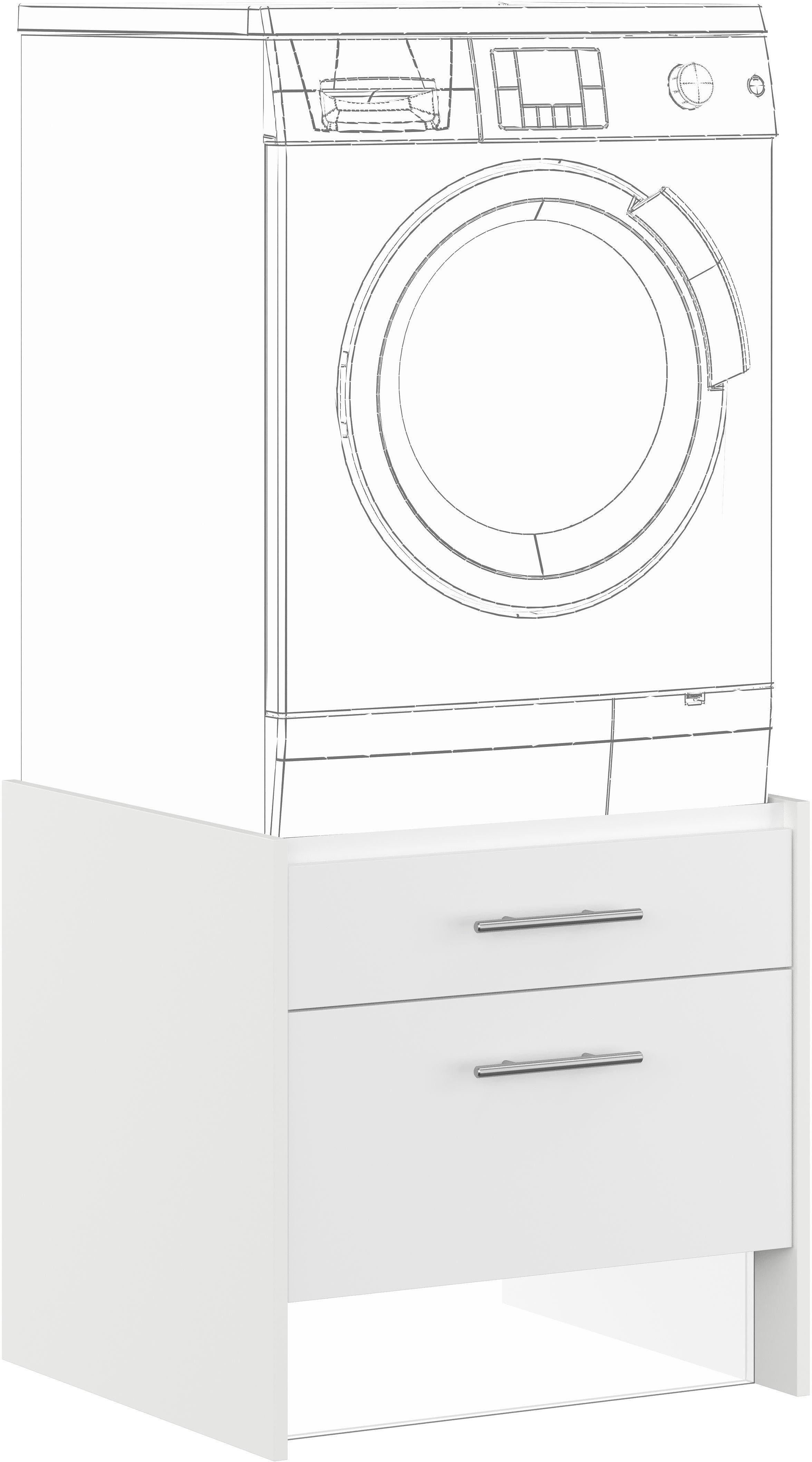 IMPULS KÜCHEN Waschmaschinenumbauschrank "Valencia", Breite/Höhe: 64/61,5 cm, mit Soft-Close mit Schubkasten, mit Auszug, mit Auflagen für Wäschekorb