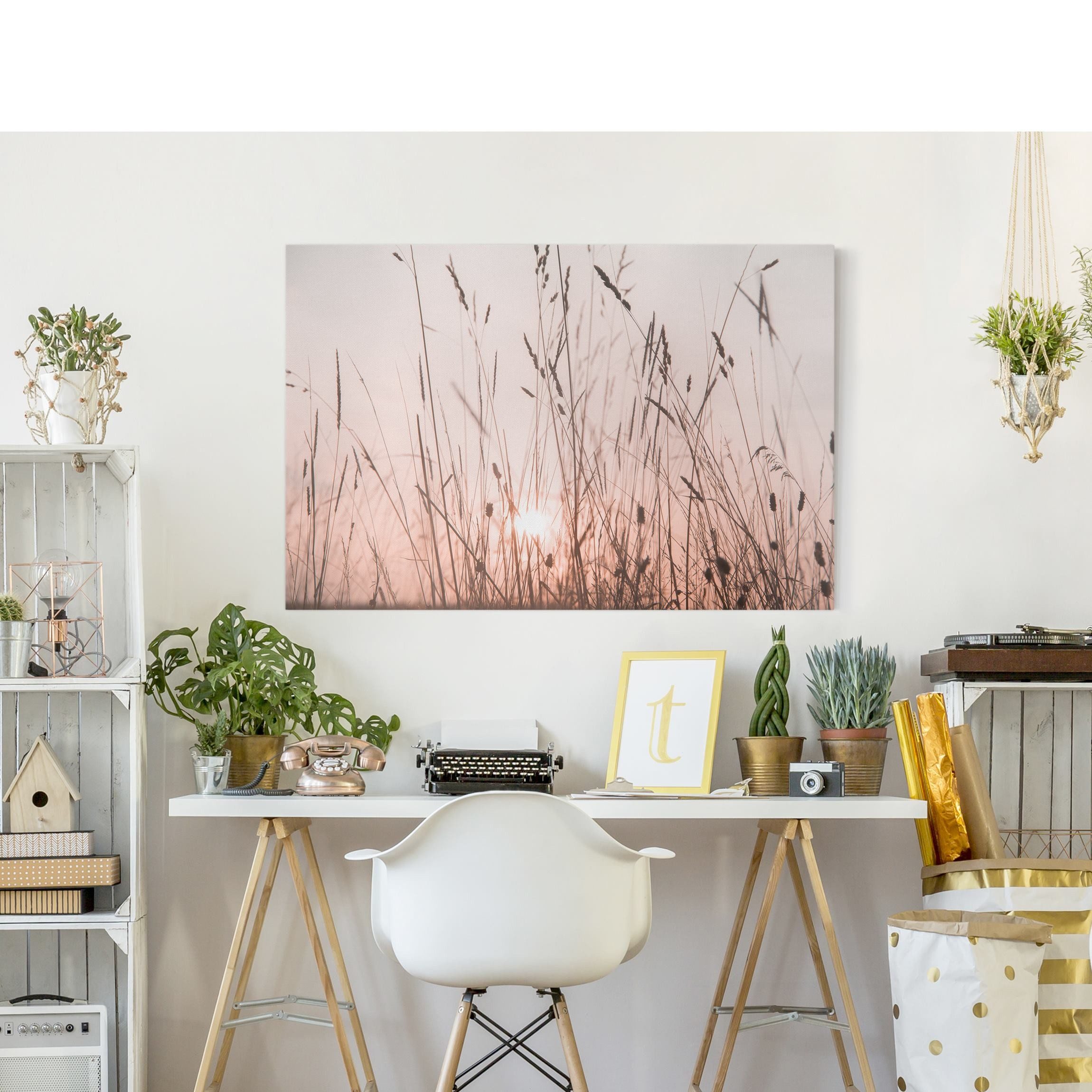 Bilderdepot24 Leinwandbild Kunstdruck Sommerabend creme beige günstig online kaufen