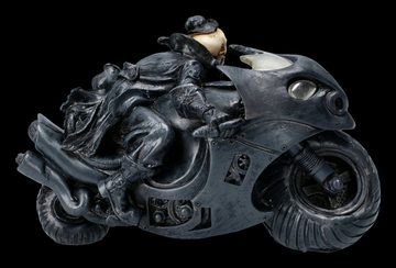 Figuren Shop GmbH Dekofigur Skelett Figur mit Motorrad - Speed Freak - Gothic Dekofigur