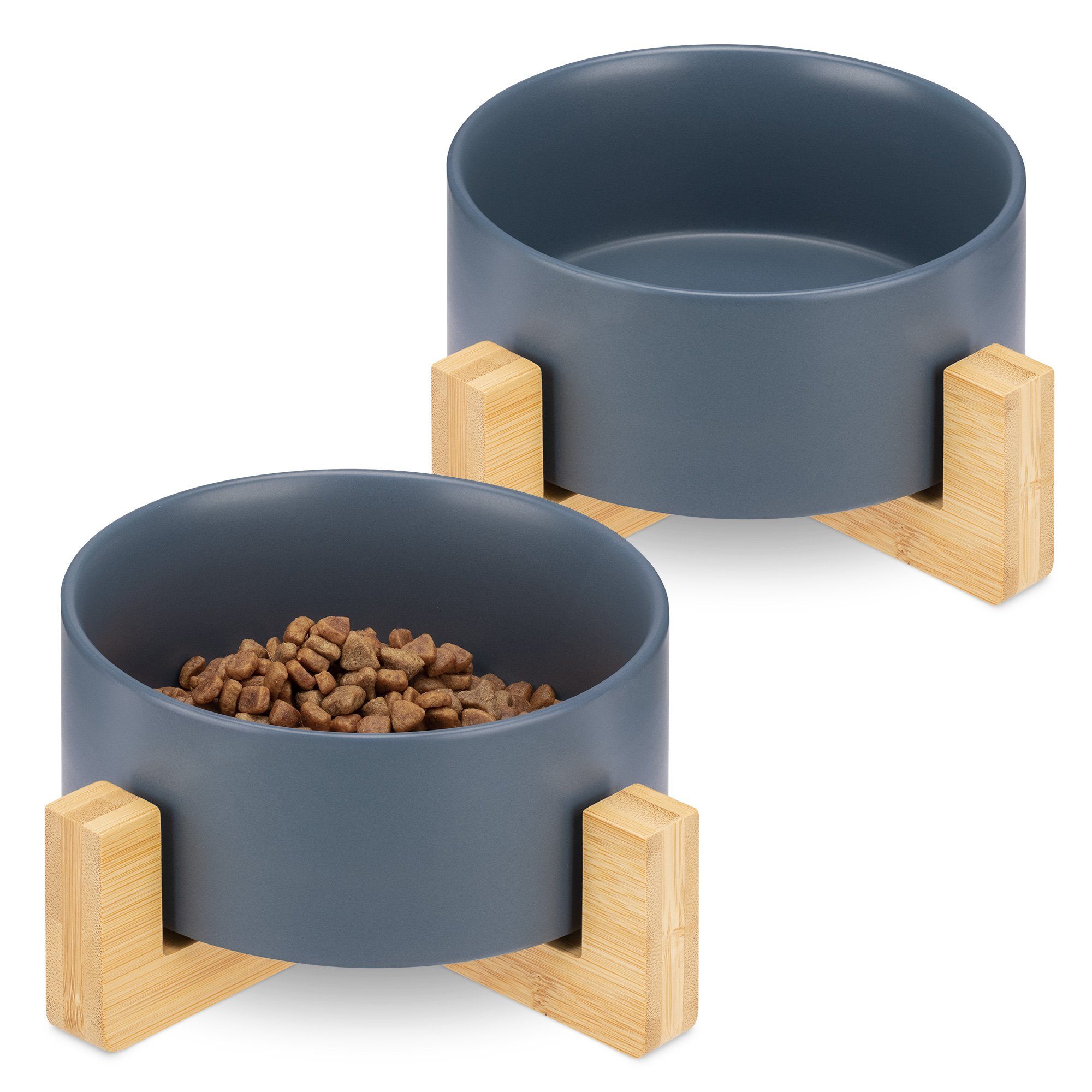 Napf Futternapf Set Katze mit Bambus Halter - Futterstation