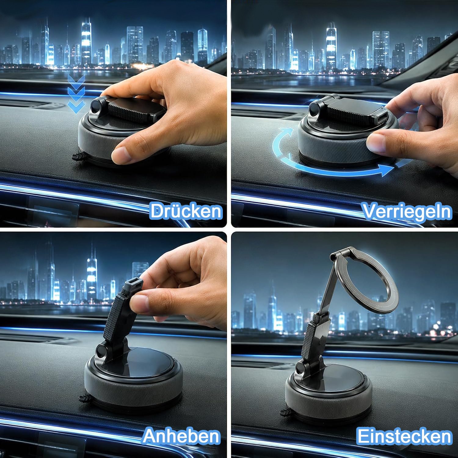 Luckice Smartphone-Halterung Zerlegbarer Kfz-Handyhalter Handyhalterung Auto Vielseitiger Halter, (360° verstellbare magnetische Vakuum-Handyhalterung, mit sich – Bild 4 von 5