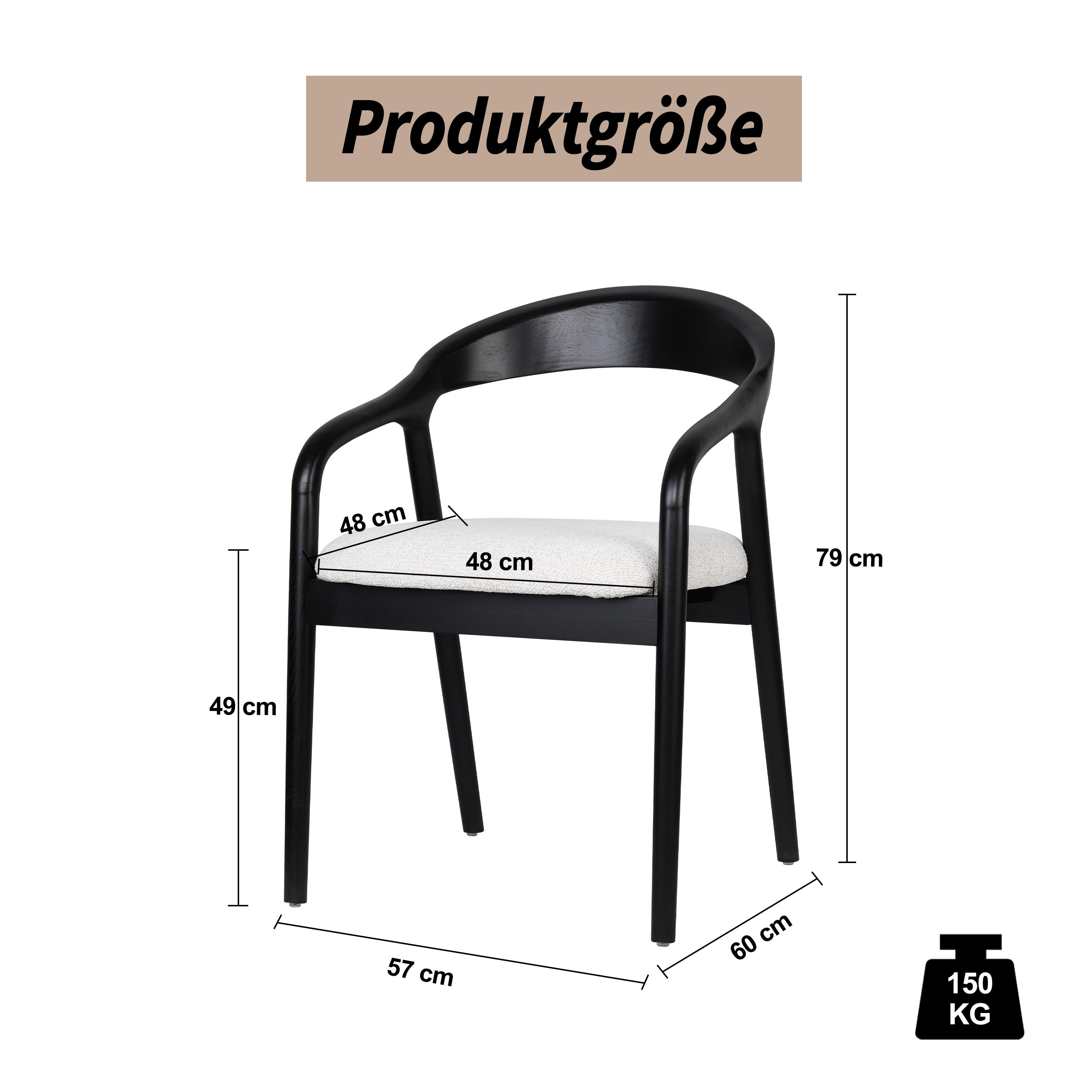 VECHOO Esszimmerstuhl halboffene Holzstuhl Roland mit Armlehnen, Armlehnstu günstig online kaufen