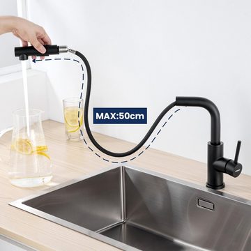 Lonheo Küchenarmatur Niederdruck Wasserhahn Ausziehbar Spültischarmatur Mischbatterie 360° mit ausziehbar Brause