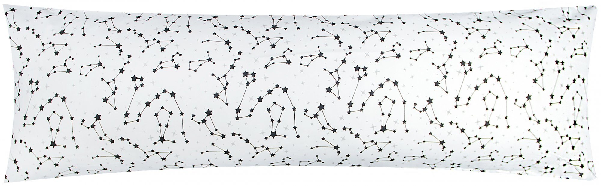 (1 (KY530-1) Stück), KY Baumwolle, der Renforcé, 100% in Sternzeichen Weiß langen mit auf Reißverschluss 530-1 Weiß und Seitenschläferkissenbezug, Heubergshop Seite, 40x145cm, Schwarz Sternzeichen