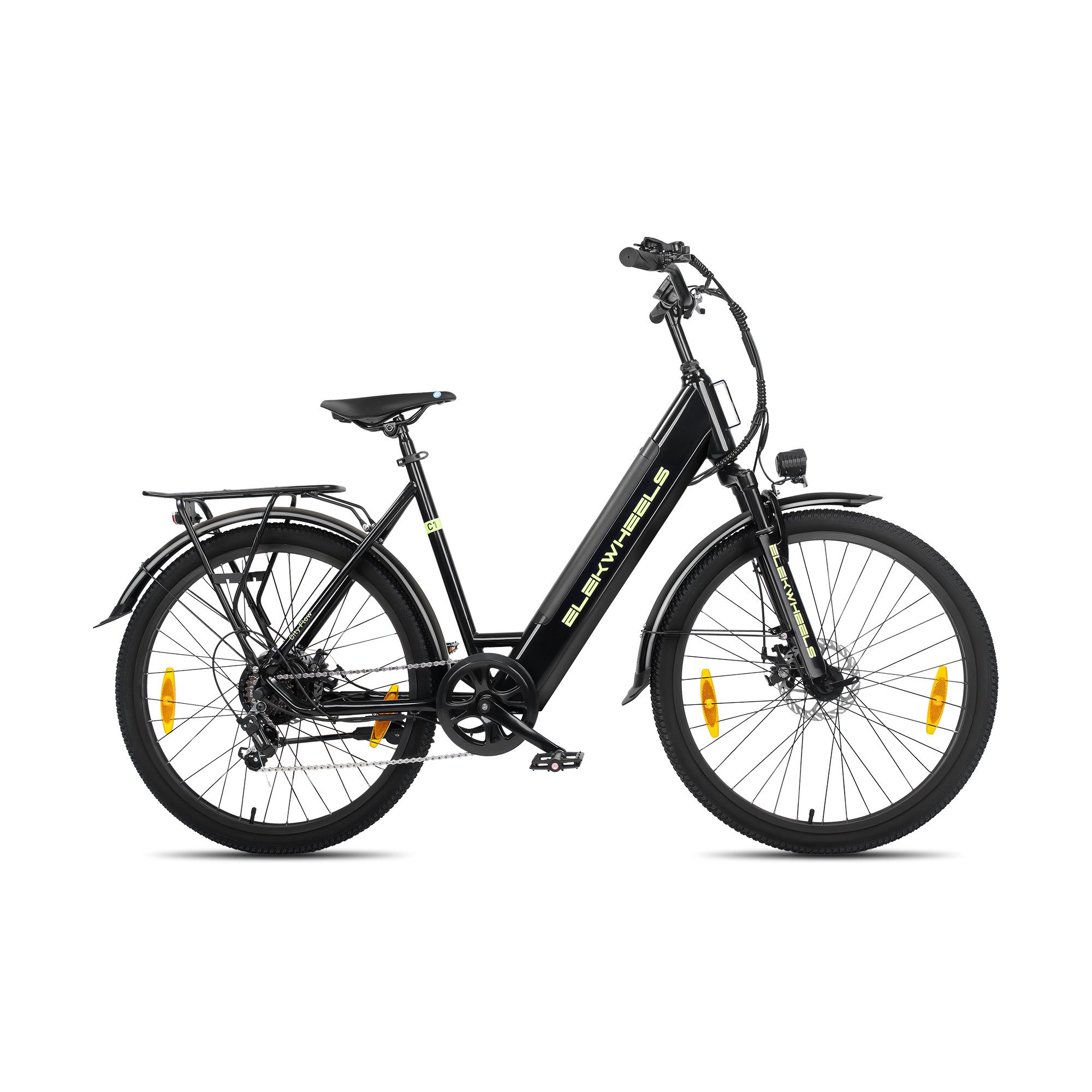 ELEKWHEELS E-Bike 26" 36V 10Ah Akku bis 90km, 250W Motor, 45Nm, 7-Gang, 25km/h