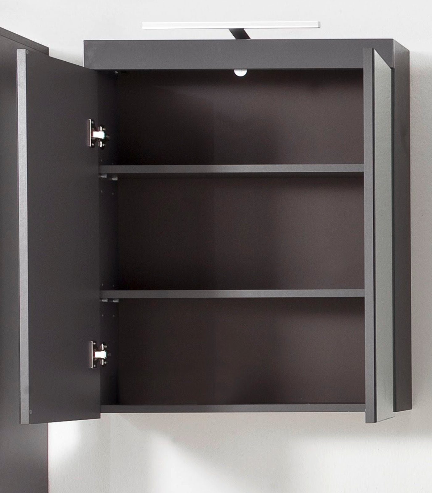 trendteam Badezimmerspiegelschrank Amanda (Spiegelschrank in grau / grau Hochglanz, 2-türig, Breite 60 cm)