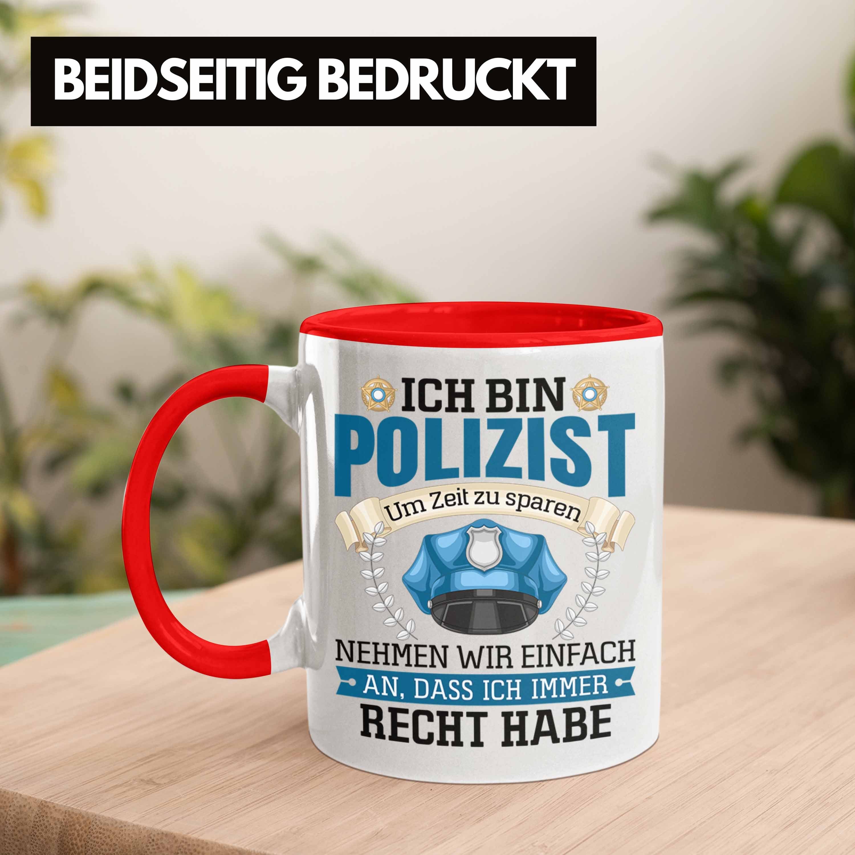 Trendation Tasse Polizist Rot Spruch Geschenk Bester Polizei Tasse Lustiger Männer