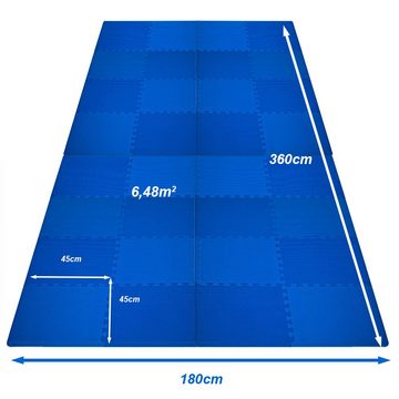 monzana Bodenschutzmatte, 32-St., 45x45cm Rutschfest Reißfest EVA-Schaumstoff Erweiterbar Pool Fitness