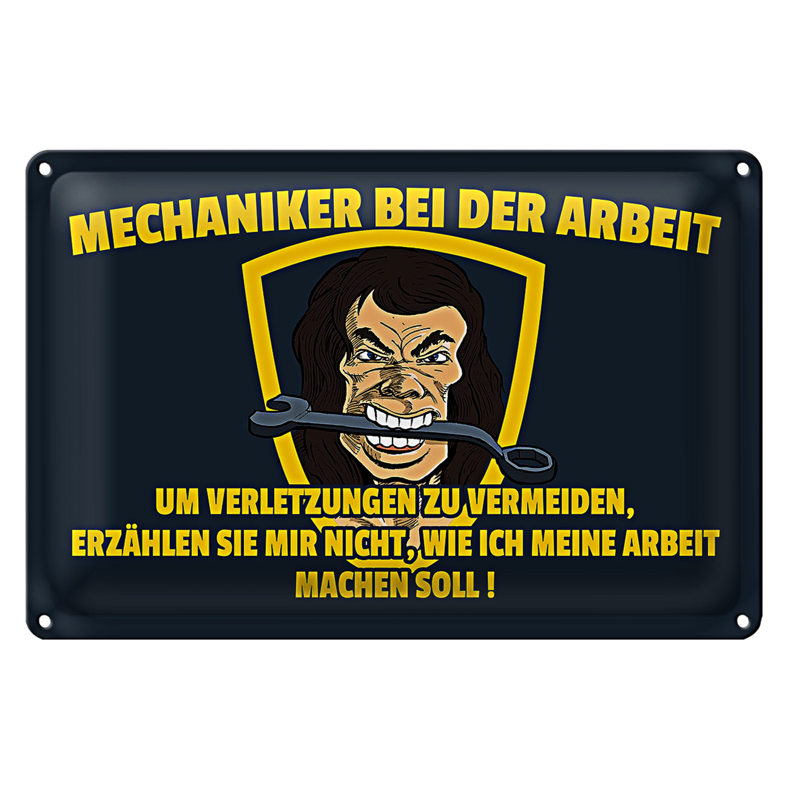 Roomando Metallschild Spruch 18x12cm Mechaniker bei der Arbeit