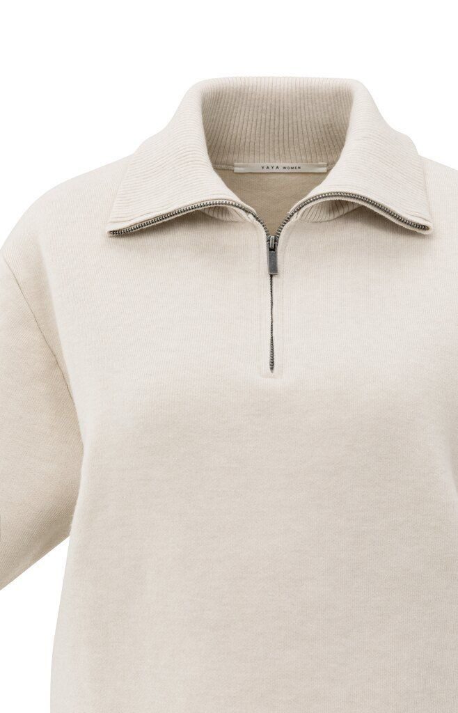 YAYA Strickpullover Pullover mit Reißverschluss