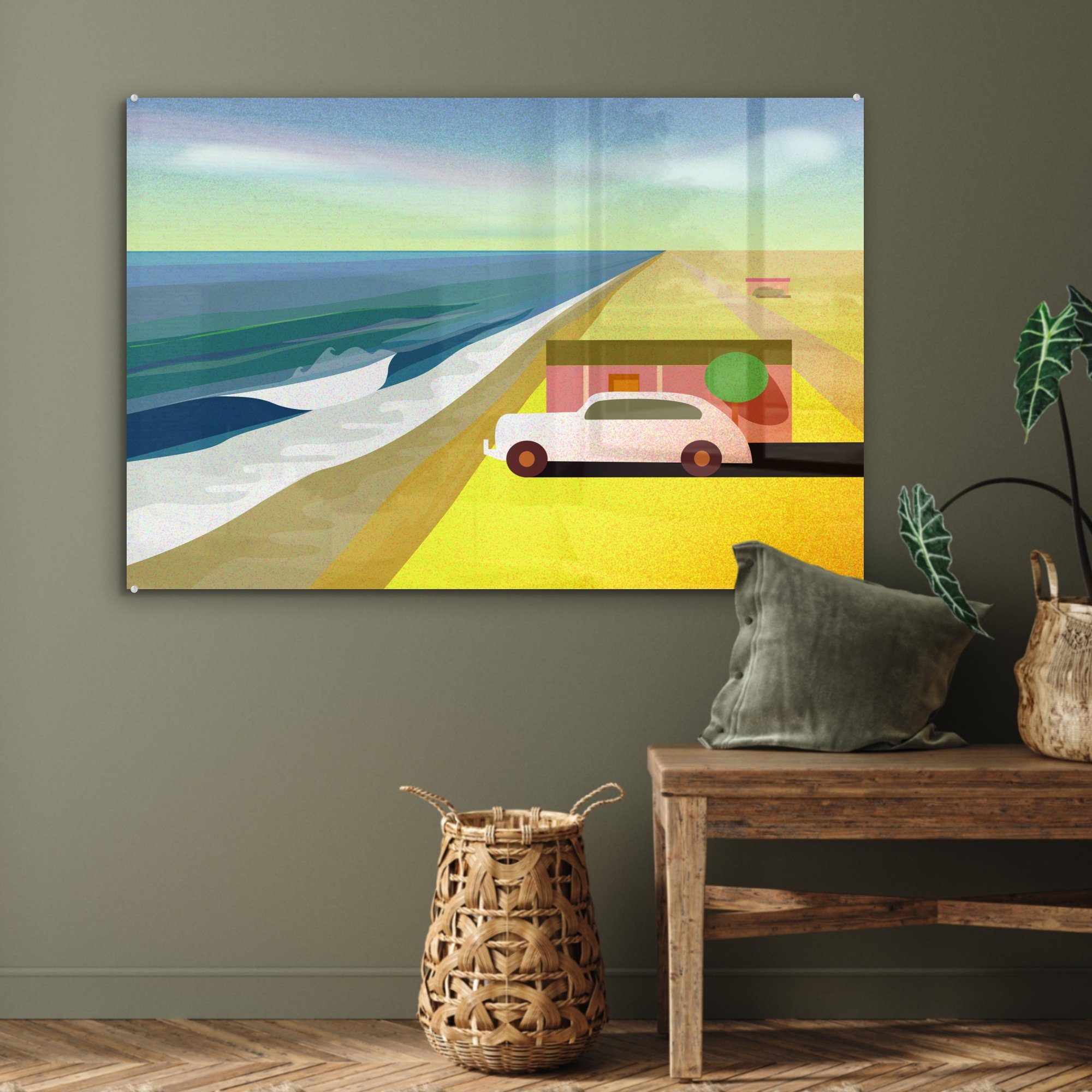 & Acrylglasbild Meer Kunstwerk, Acrylglasbilder Welle (1 St), MuchoWow einer brechenden Schlafzimmer Wohnzimmer Strandhaus mit dem auf am