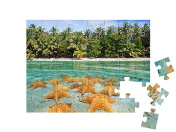 puzzleYOU Puzzle Eine Gruppe Seesterne am karibischen Strand, 48 Puzzleteile, puzzleYOU-Kollektionen Seesterne, Fische & Wassertiere