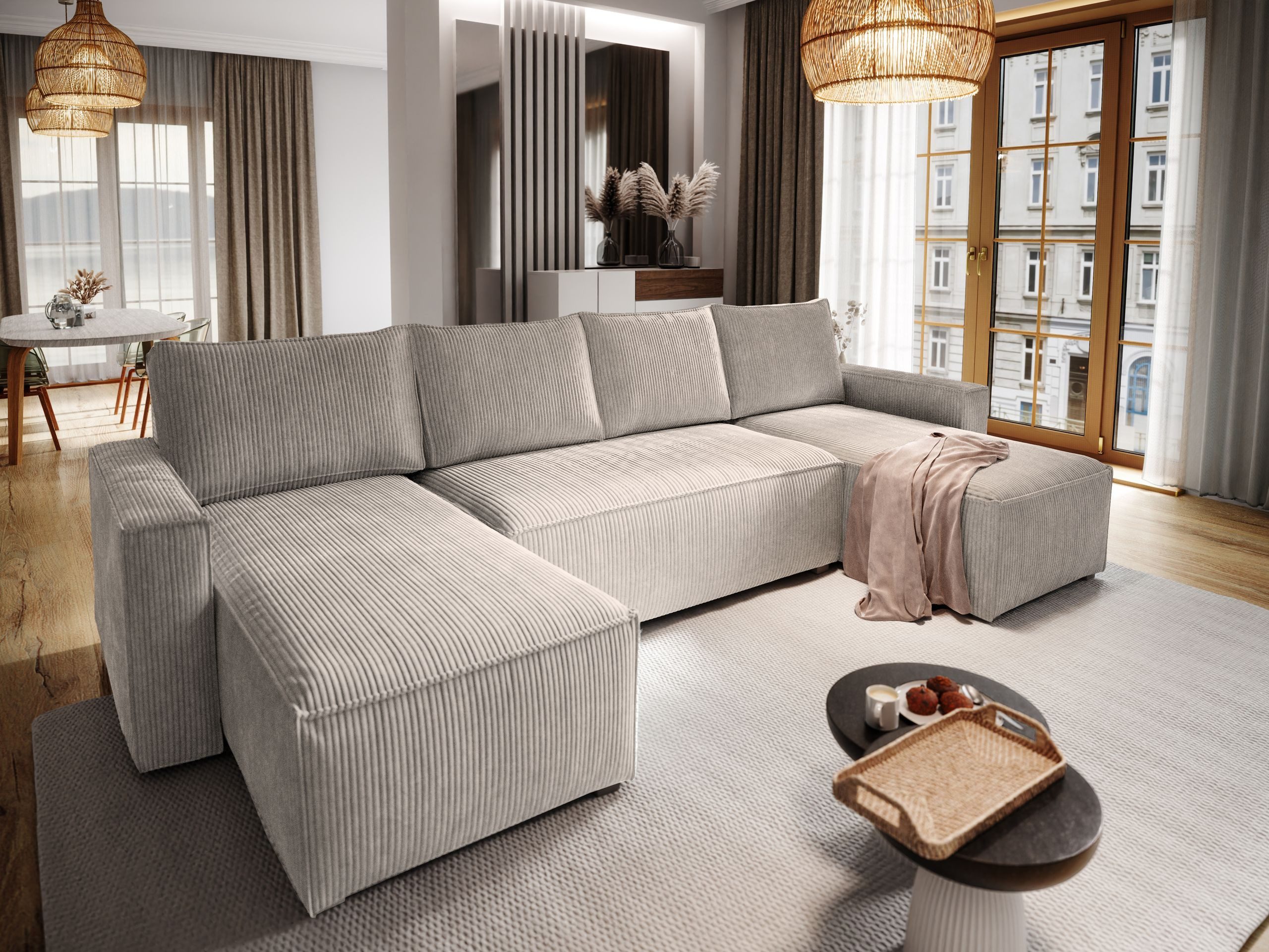 Masseno Ecksofa ASPRA mit Schlaffunktion U-Form, Sofa mit Bettkasten günstig online kaufen