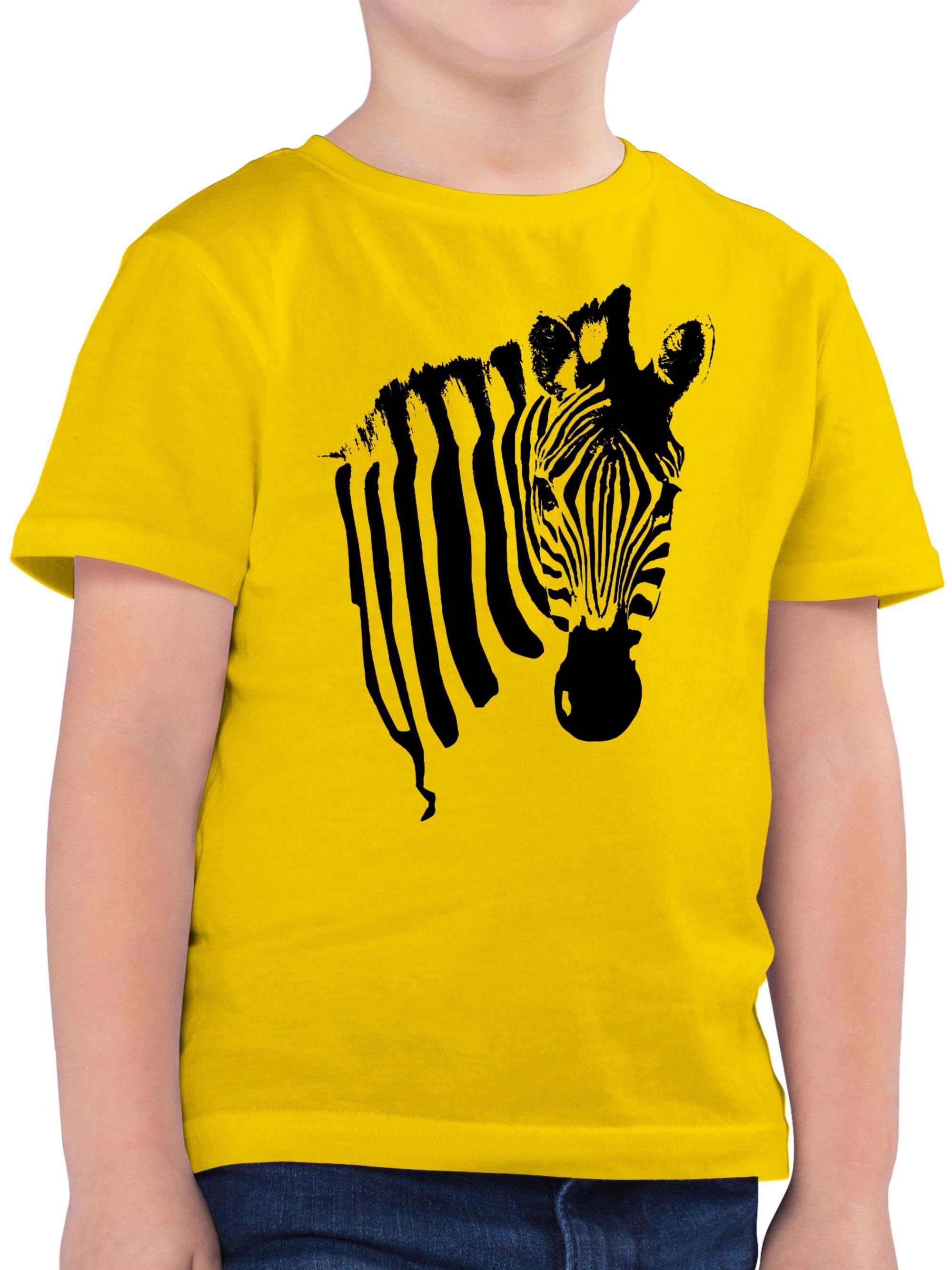 Shirtracer T-Shirt Zebra - Zebramuster Zebrastreifen Zebra-Kostüm Safari Afrika Tiermotiv Karneval & Fasching 3 Gelb